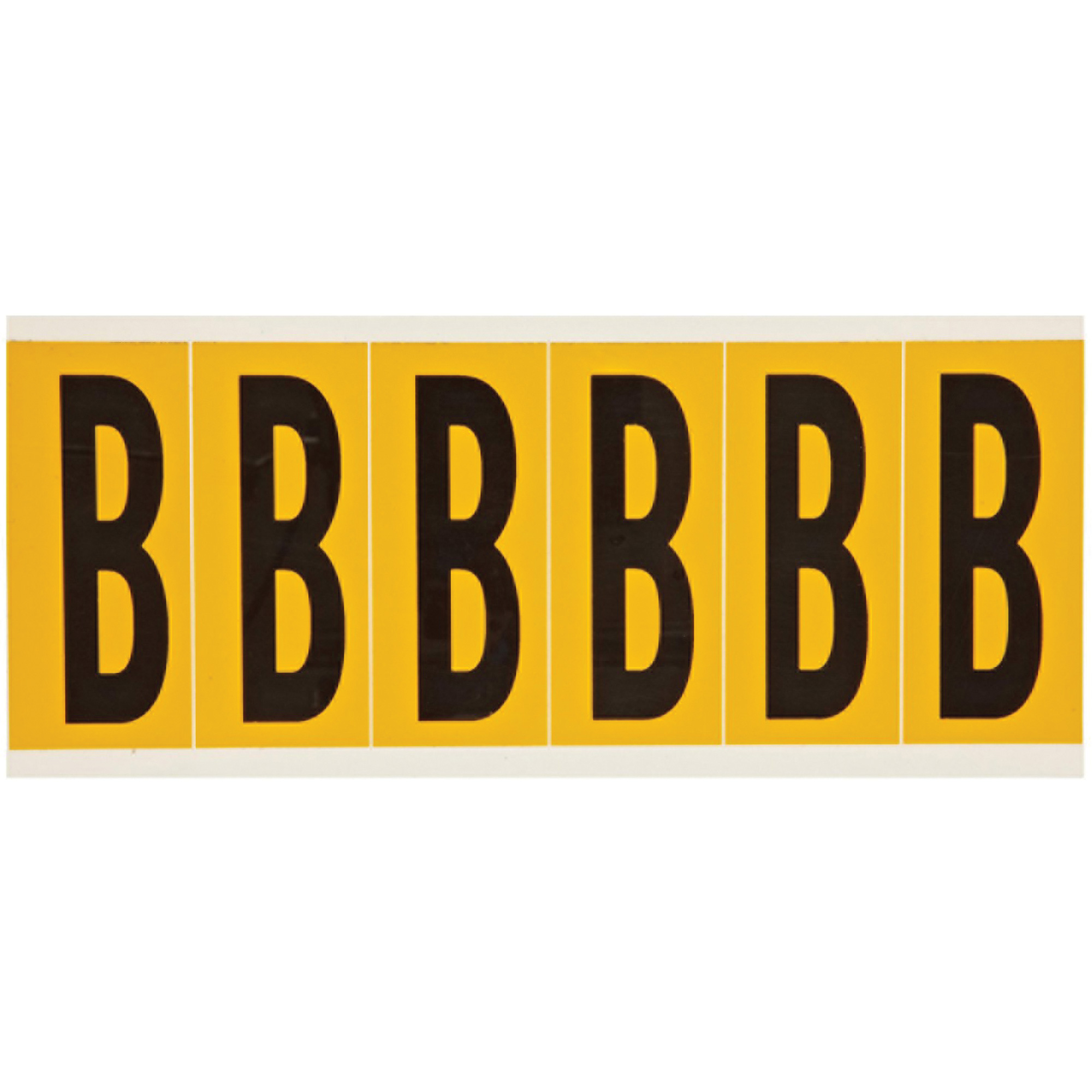 Étiquettes de lettres et chiffres individuels, B, 3" h, Noir sur jaune