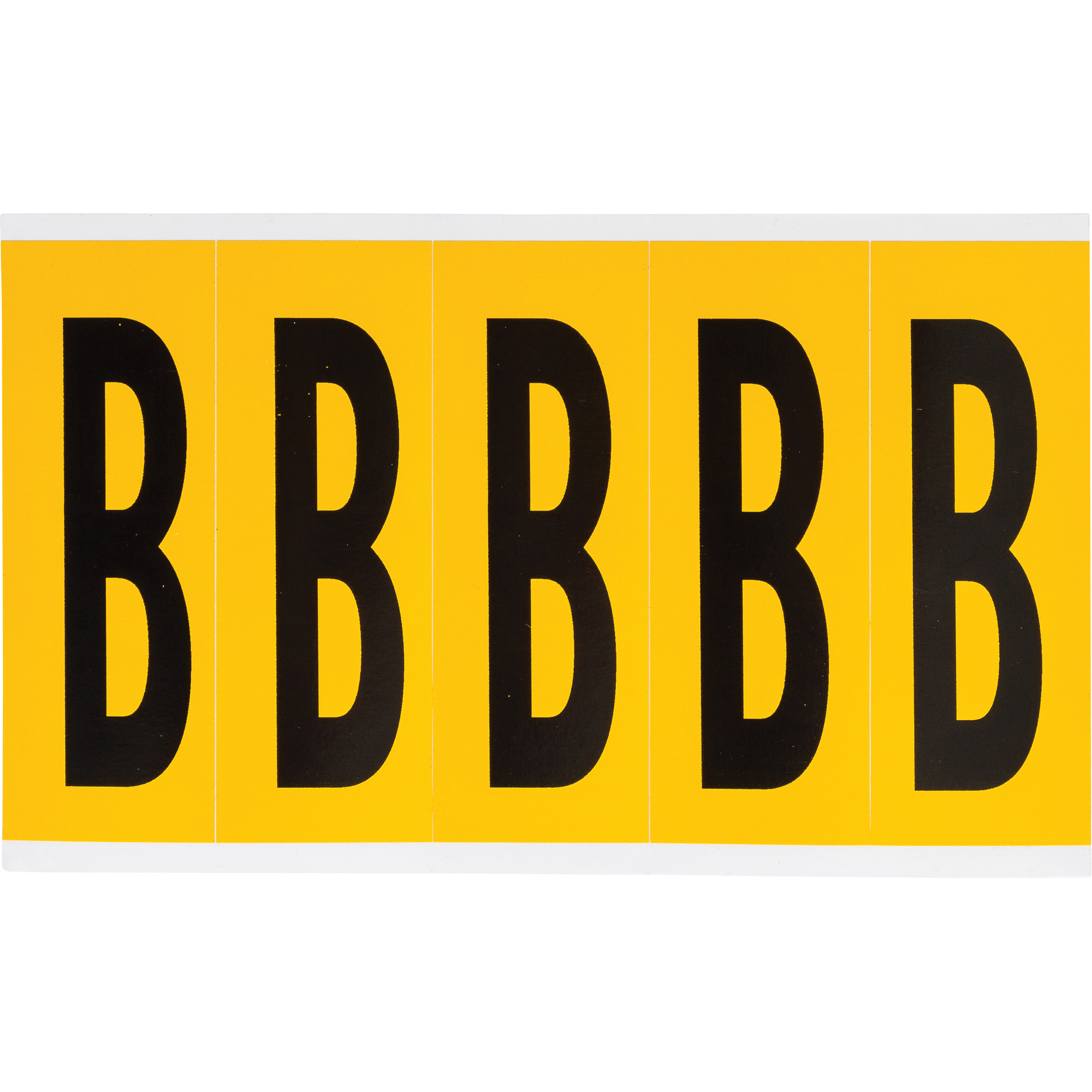 Étiquettes de lettres et chiffres individuels, B, 4" h, Noir sur jaune