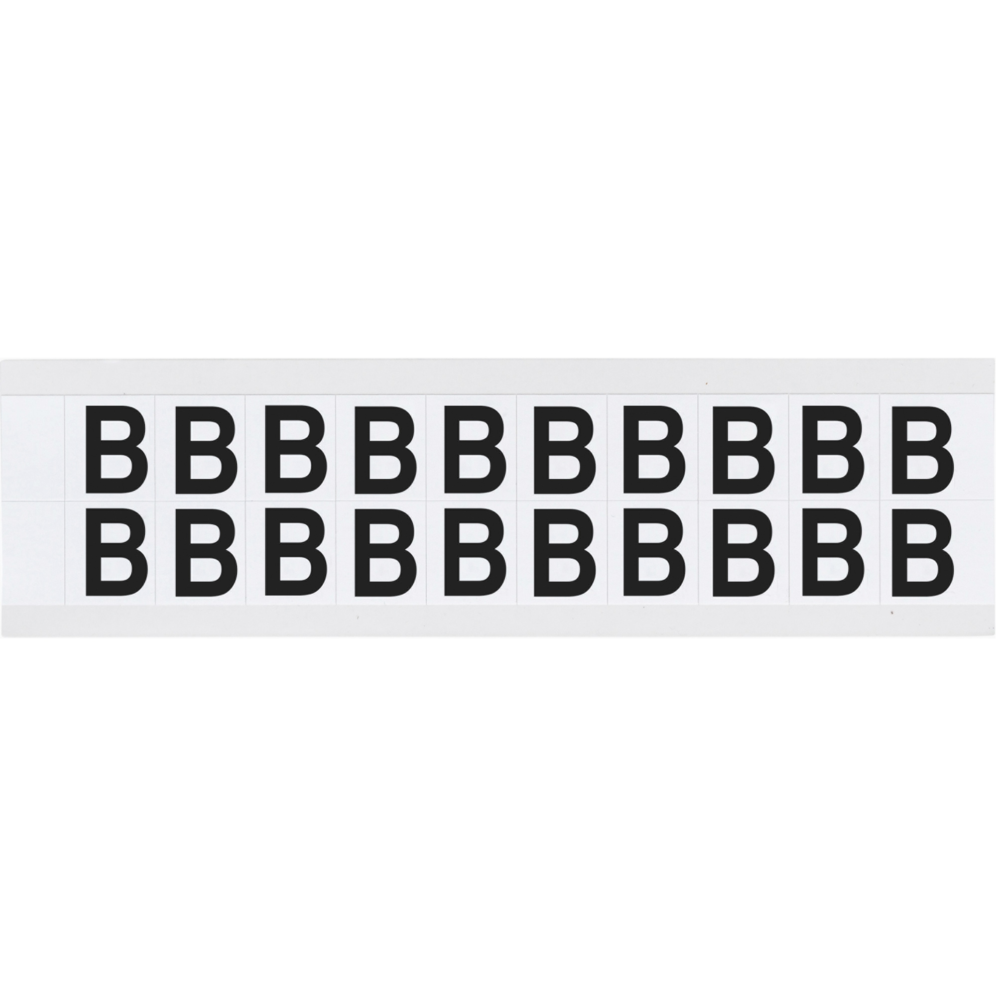 Étiquettes de lettres et chiffres individuels, B, 5/8" h, Noir sur blanc