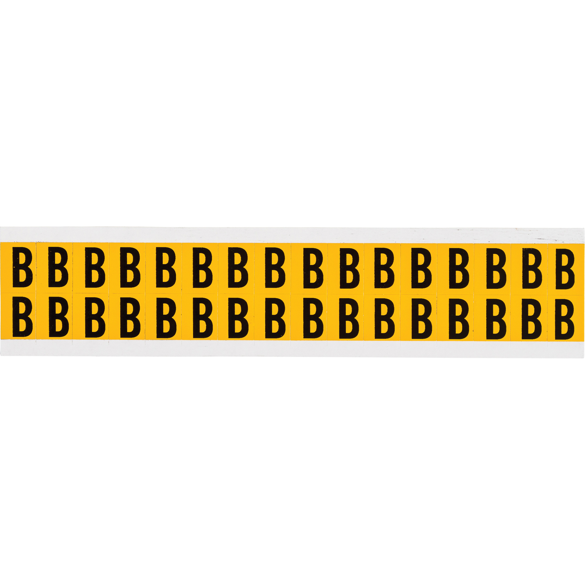 Étiquettes de lettres et chiffres individuels, B, 5/8" h, Noir sur jaune