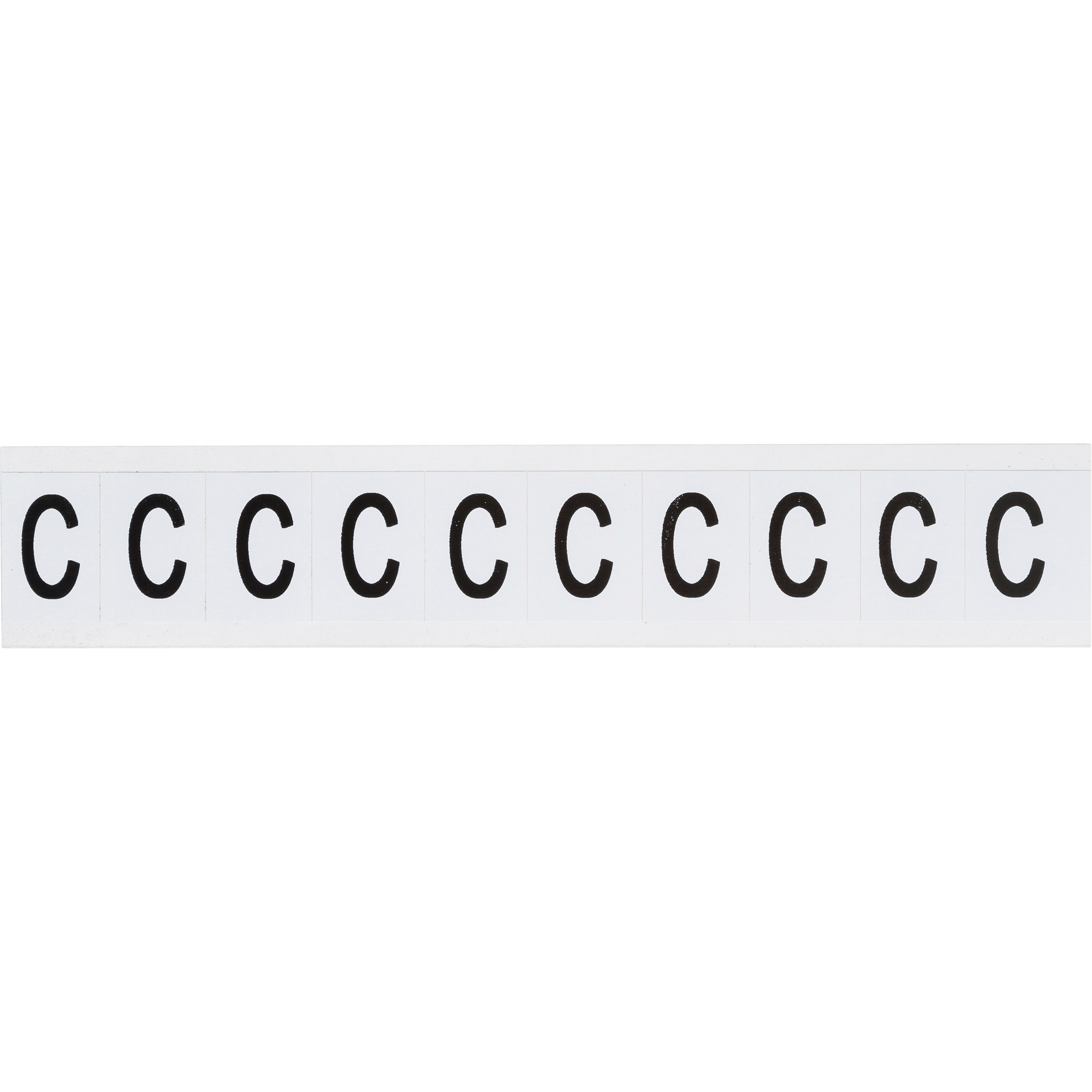 Étiquettes de lettres et chiffres individuels, C, 1" h, Noir sur blanc