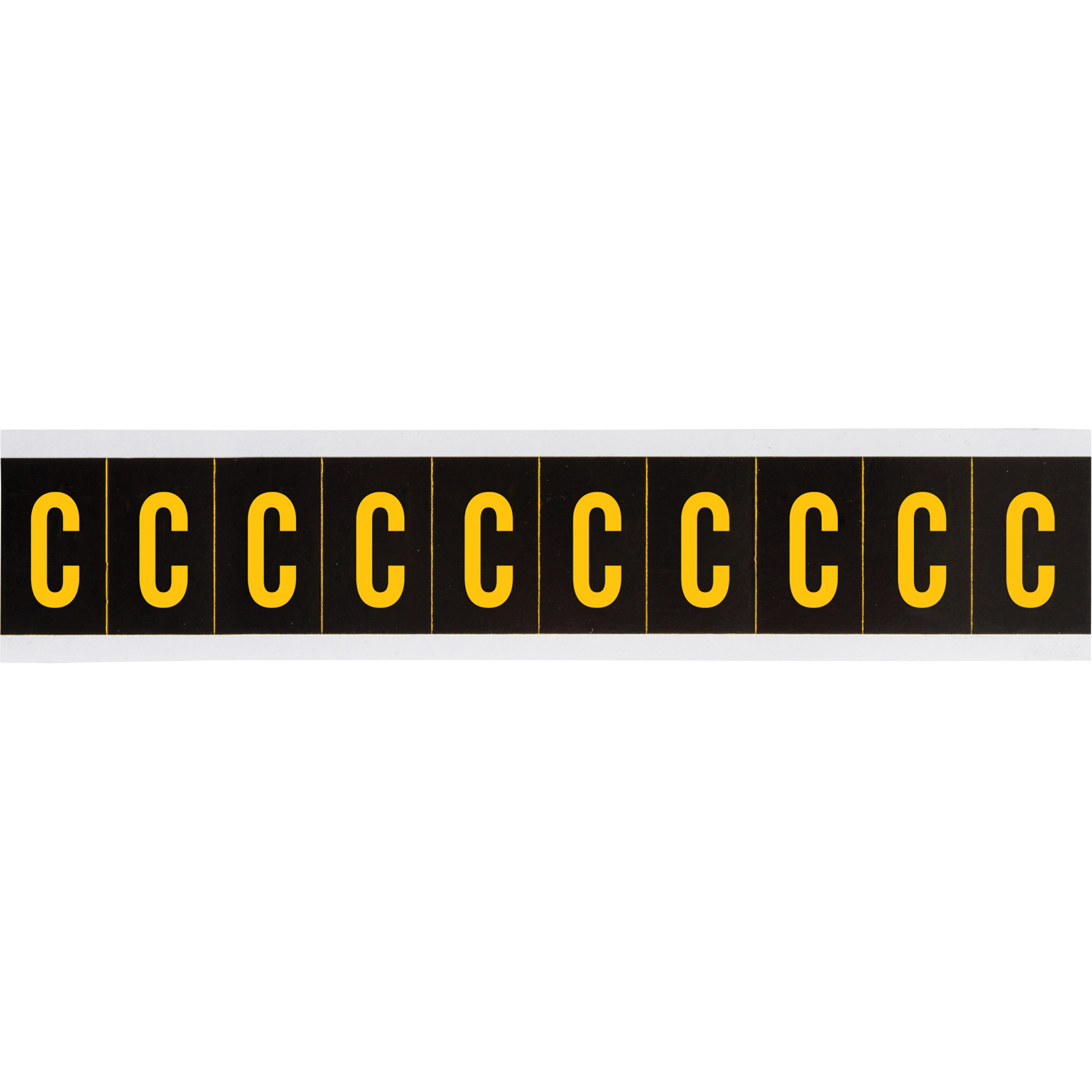 Étiquettes de lettres et chiffres individuels, C, 2" h, Jaune sur noir
