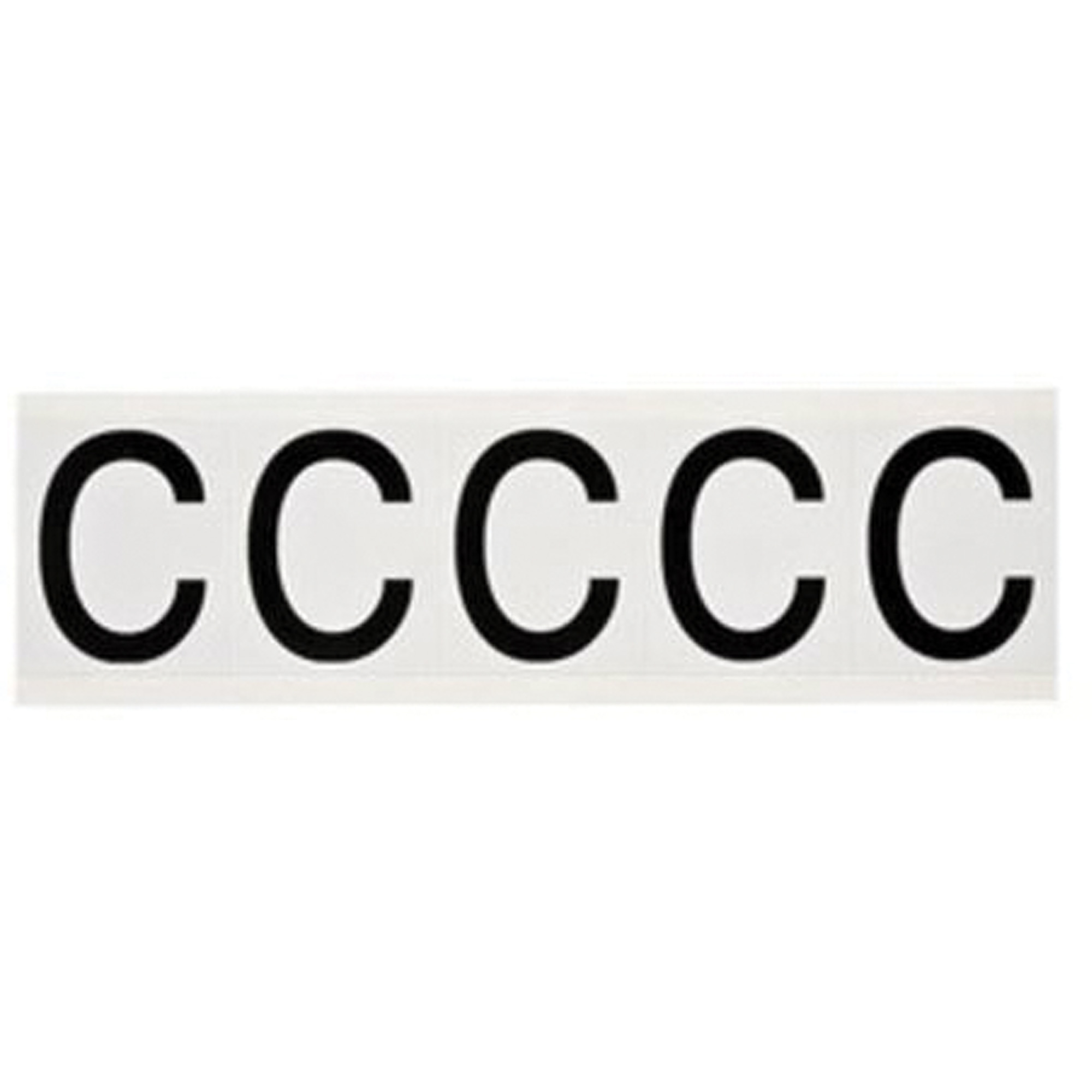 Étiquettes de lettres et chiffres individuels, C, 2" h, Noir sur blanc