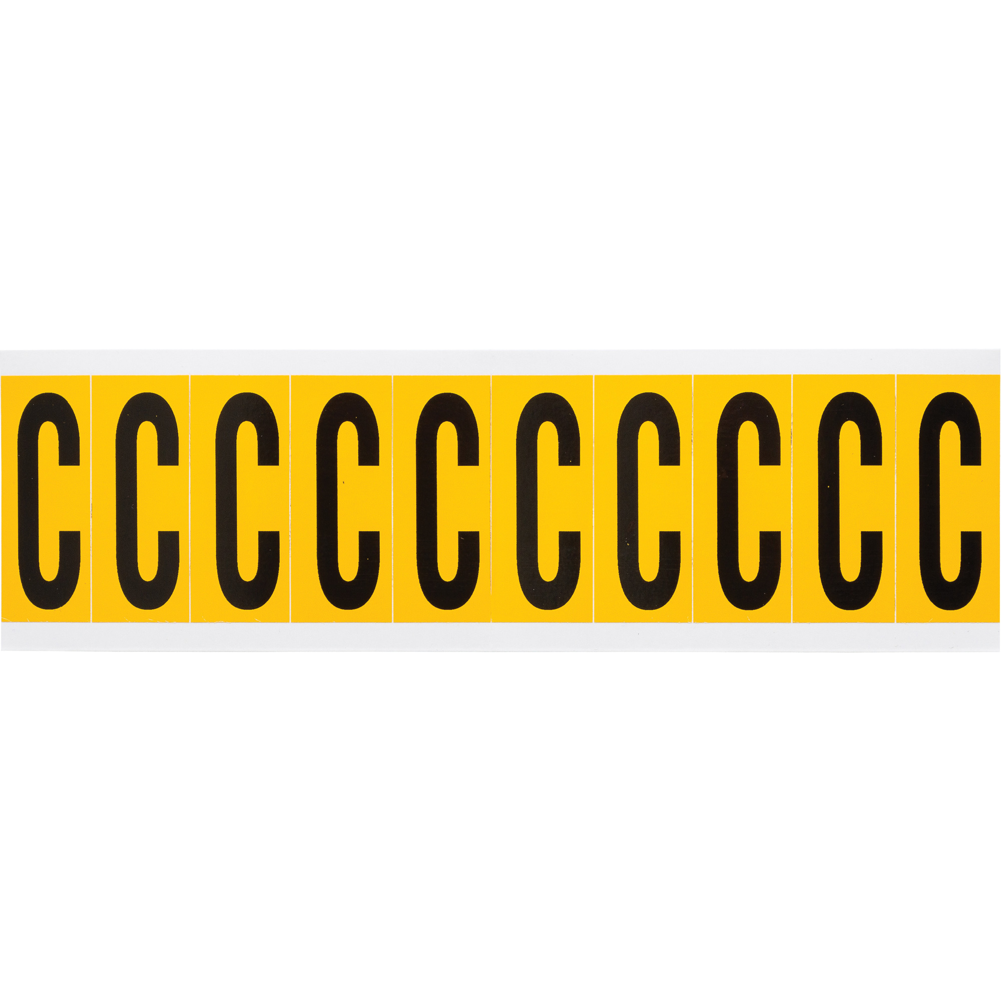 Étiquettes de lettres et chiffres individuels, C, 2" h, Noir sur jaune