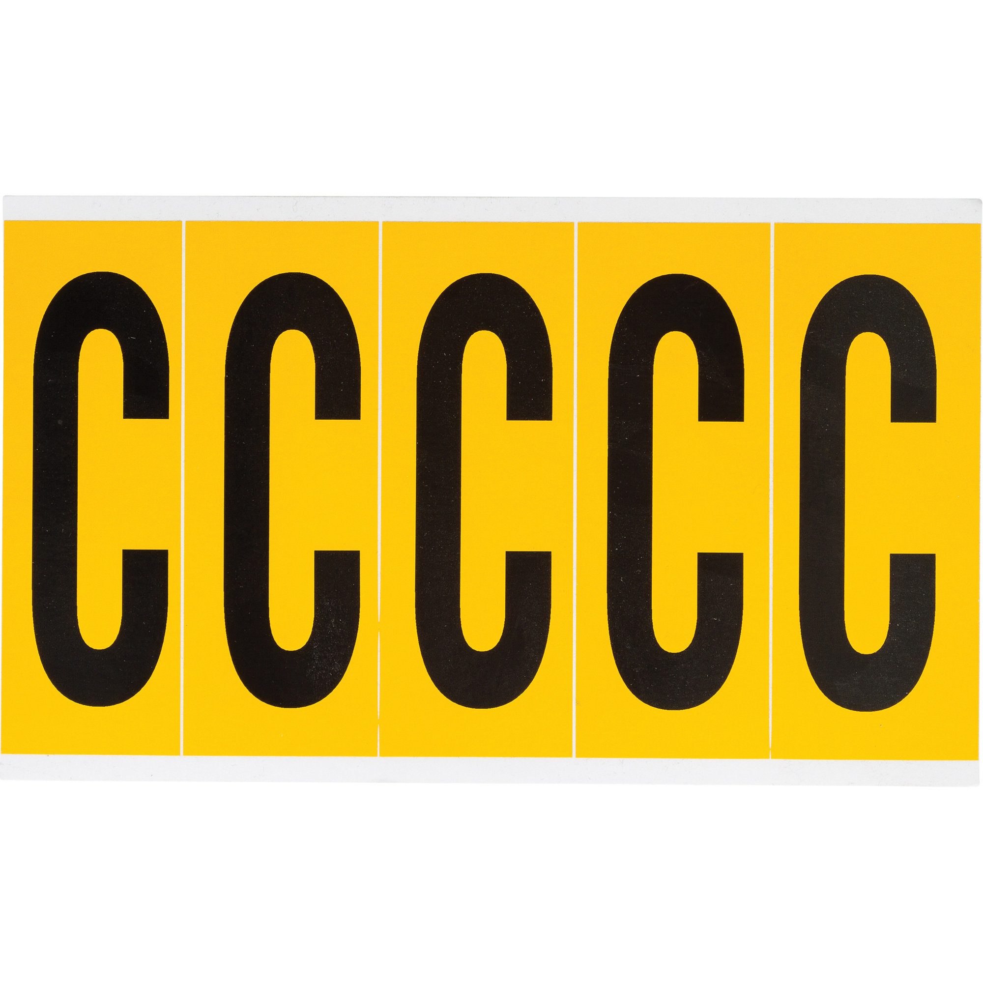 Étiquettes de lettres et chiffres individuels, C, 4" h, Noir sur jaune