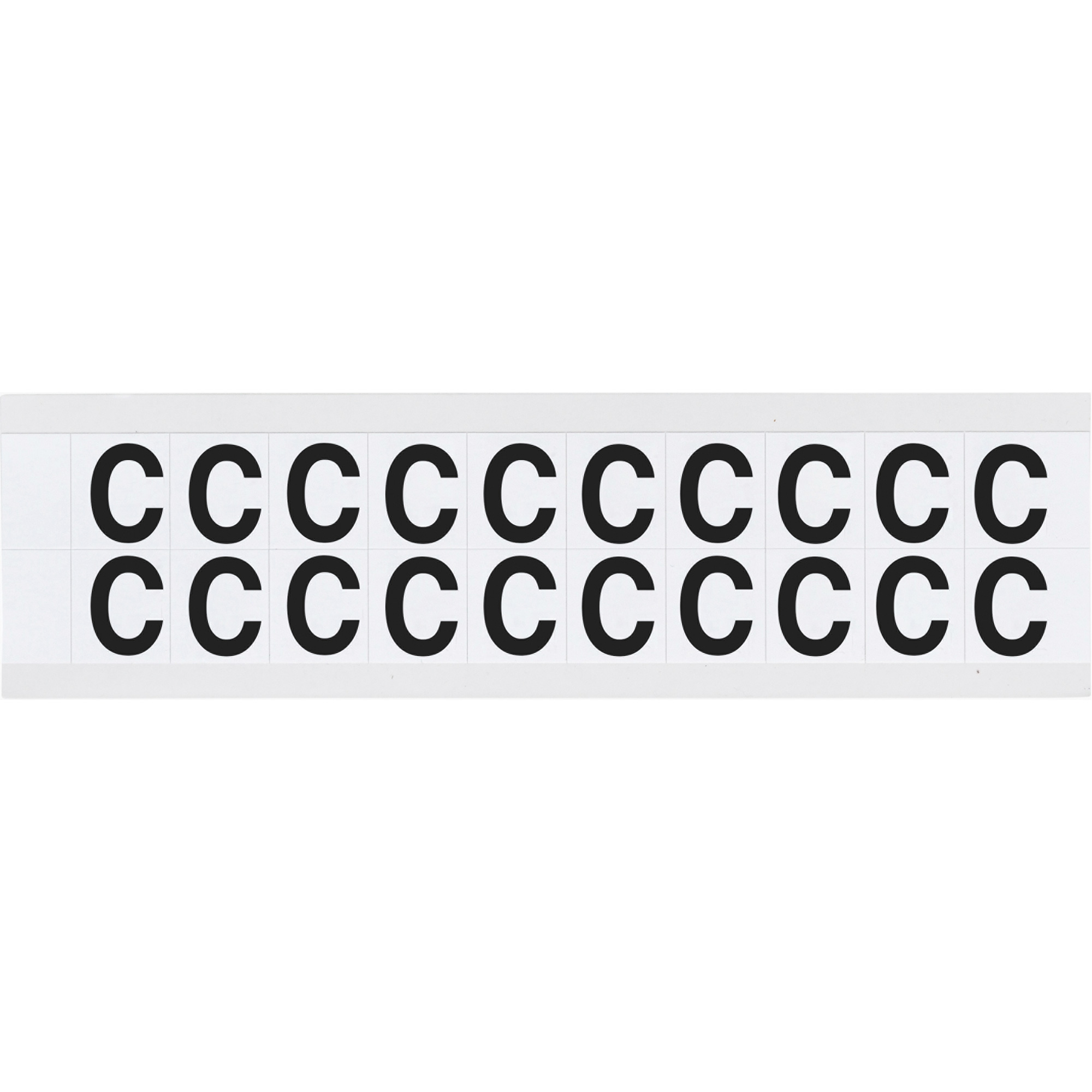 Étiquettes de lettres et chiffres individuels, C, 5/8" h, Noir sur blanc