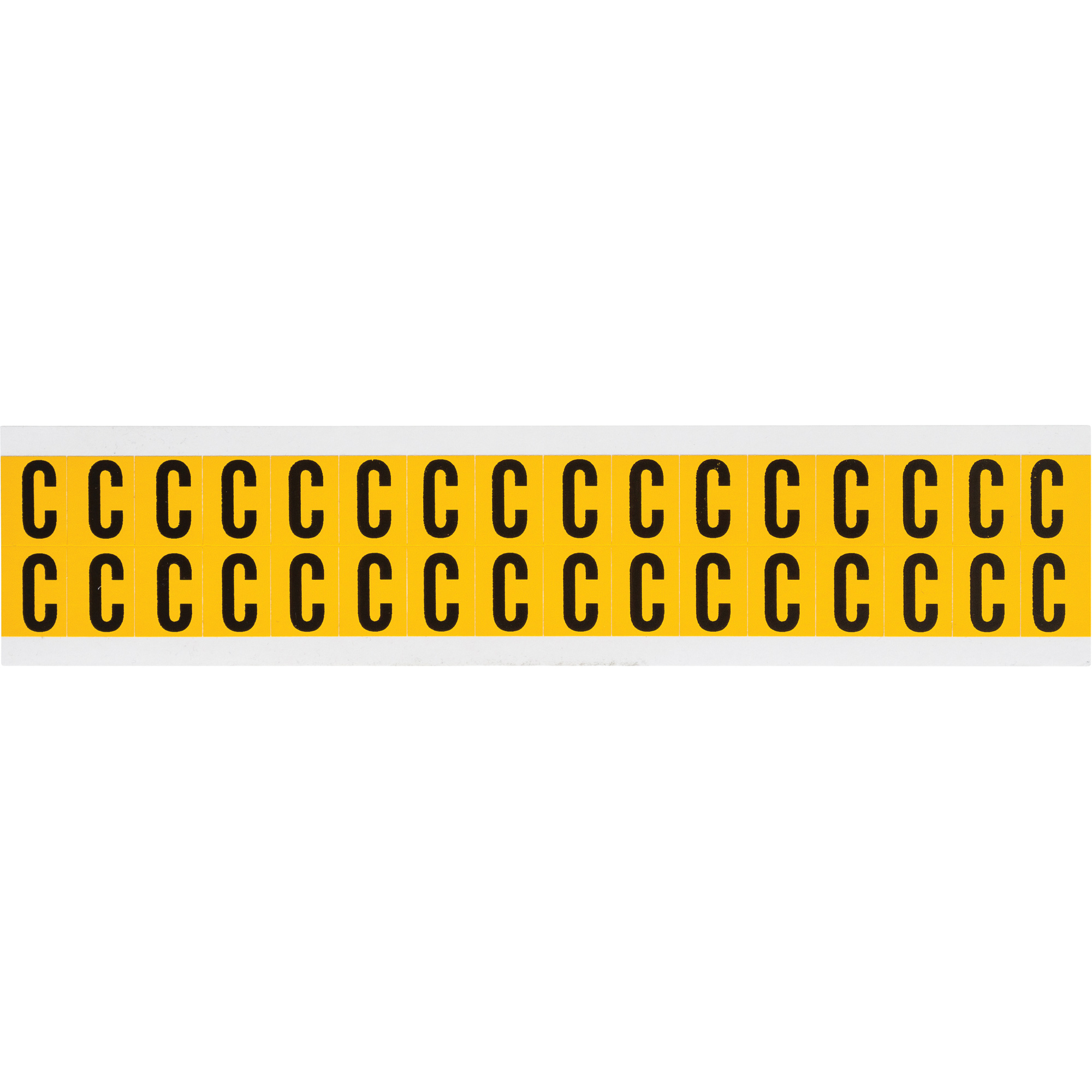Étiquettes de lettres et chiffres individuels, C, 5/8" h, Noir sur jaune