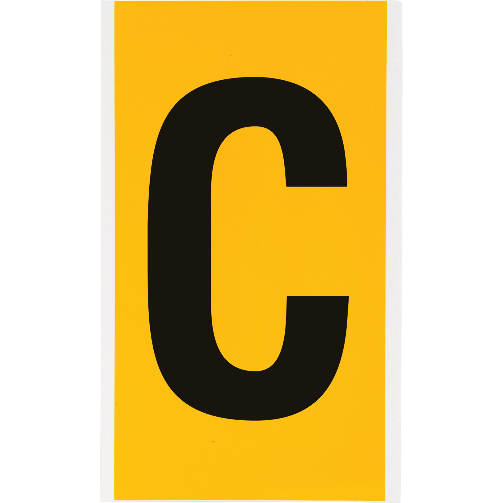 Étiquettes de lettres et chiffres individuels, C, 6" h, Noir sur jaune