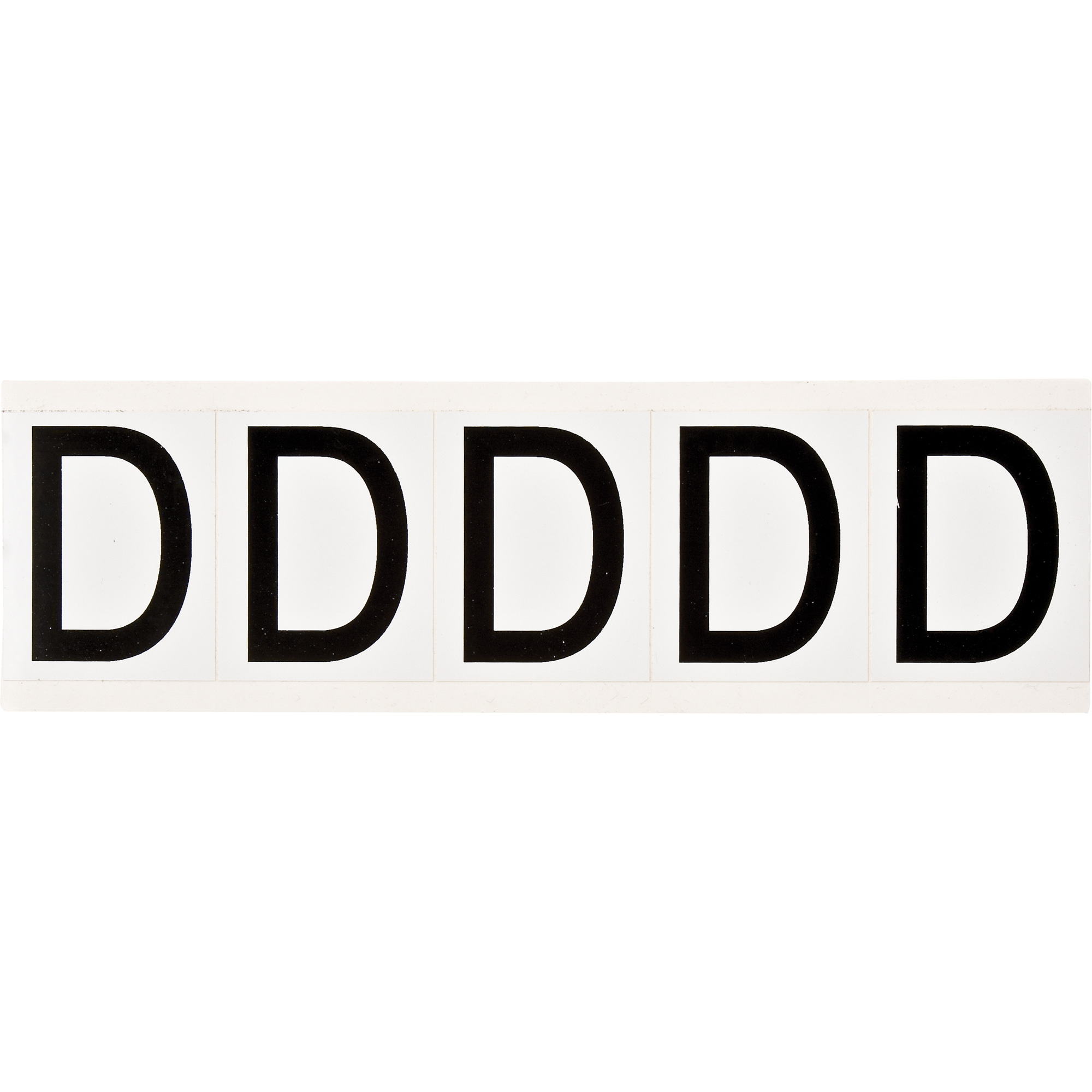 Étiquettes de lettres et chiffres individuels, D, 2" h, Noir sur blanc