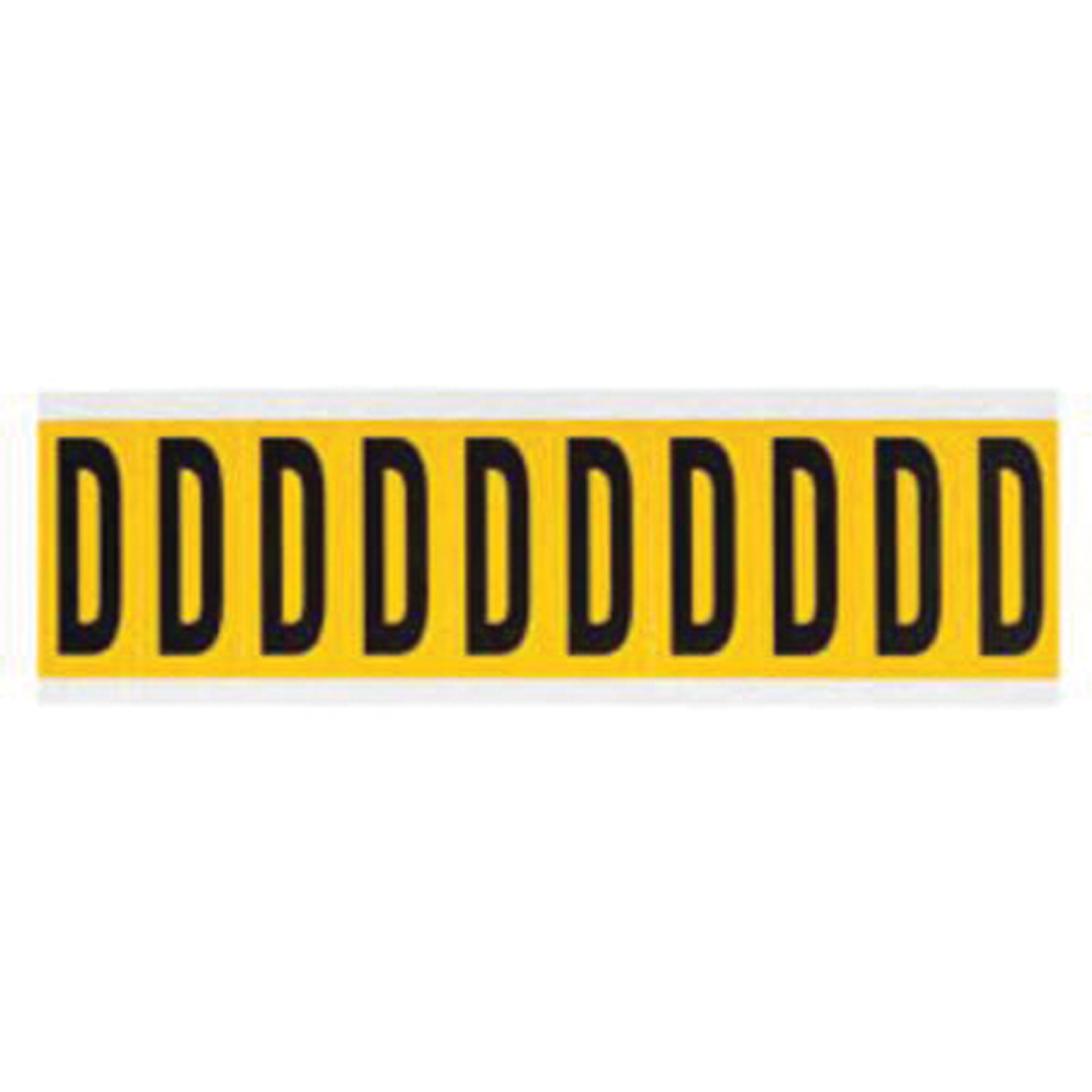 Étiquettes de lettres et chiffres individuels, D, 2" h, Noir sur jaune