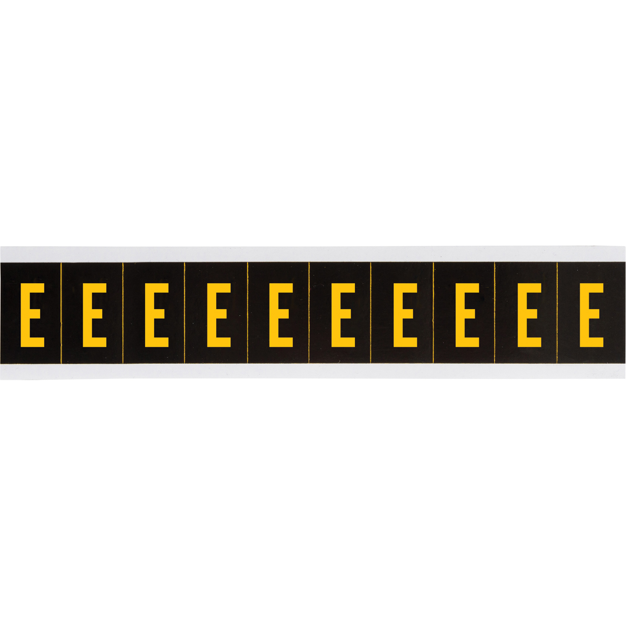 Étiquettes de lettres et chiffres individuels, E, 2" h, Jaune sur noir