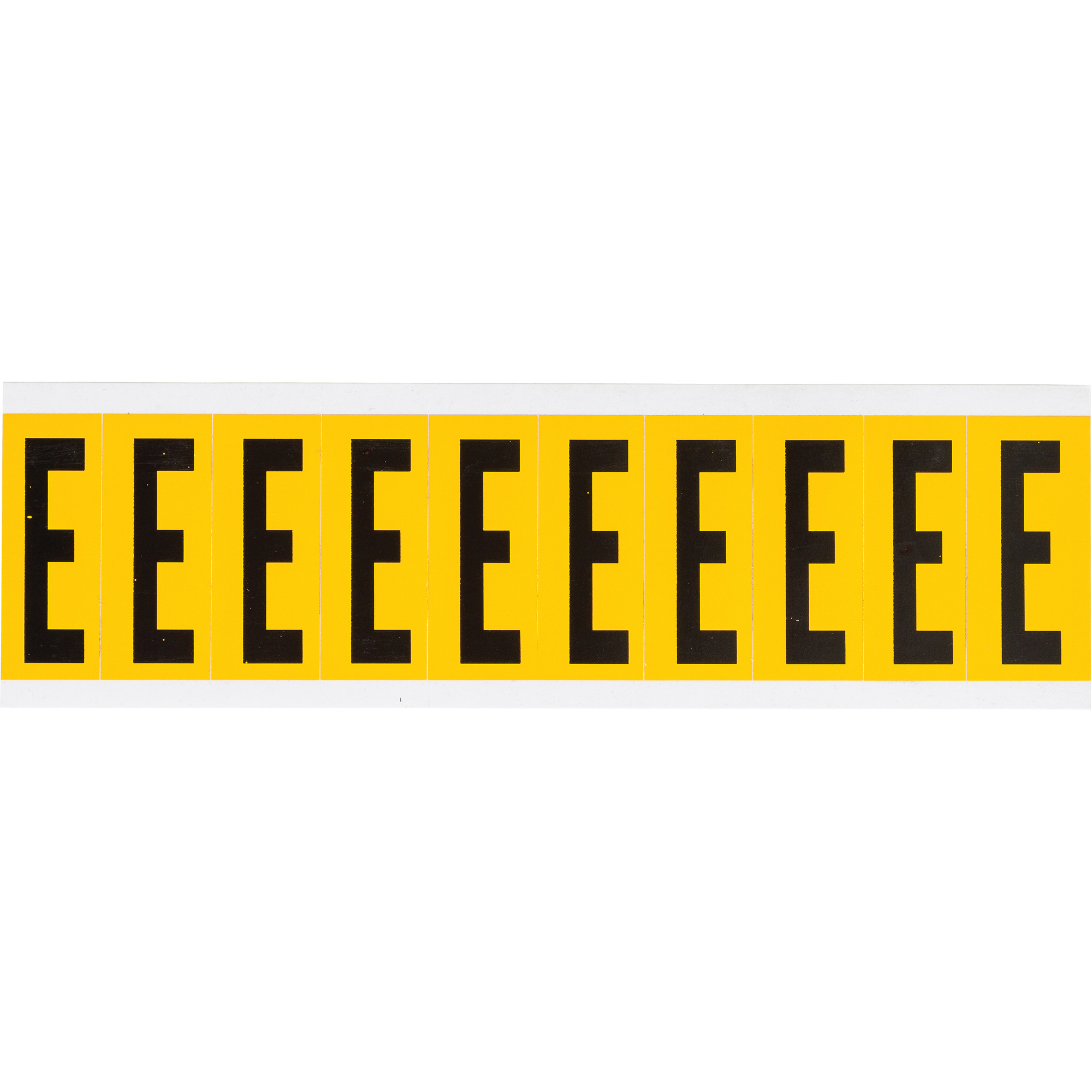 Étiquettes de lettres et chiffres individuels, E, 2" h, Noir sur jaune
