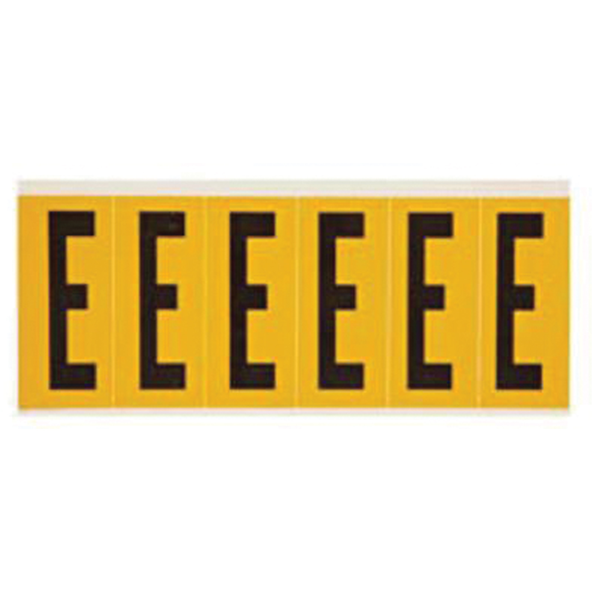 Étiquettes de lettres et chiffres individuels, E, 3" h, Noir sur jaune