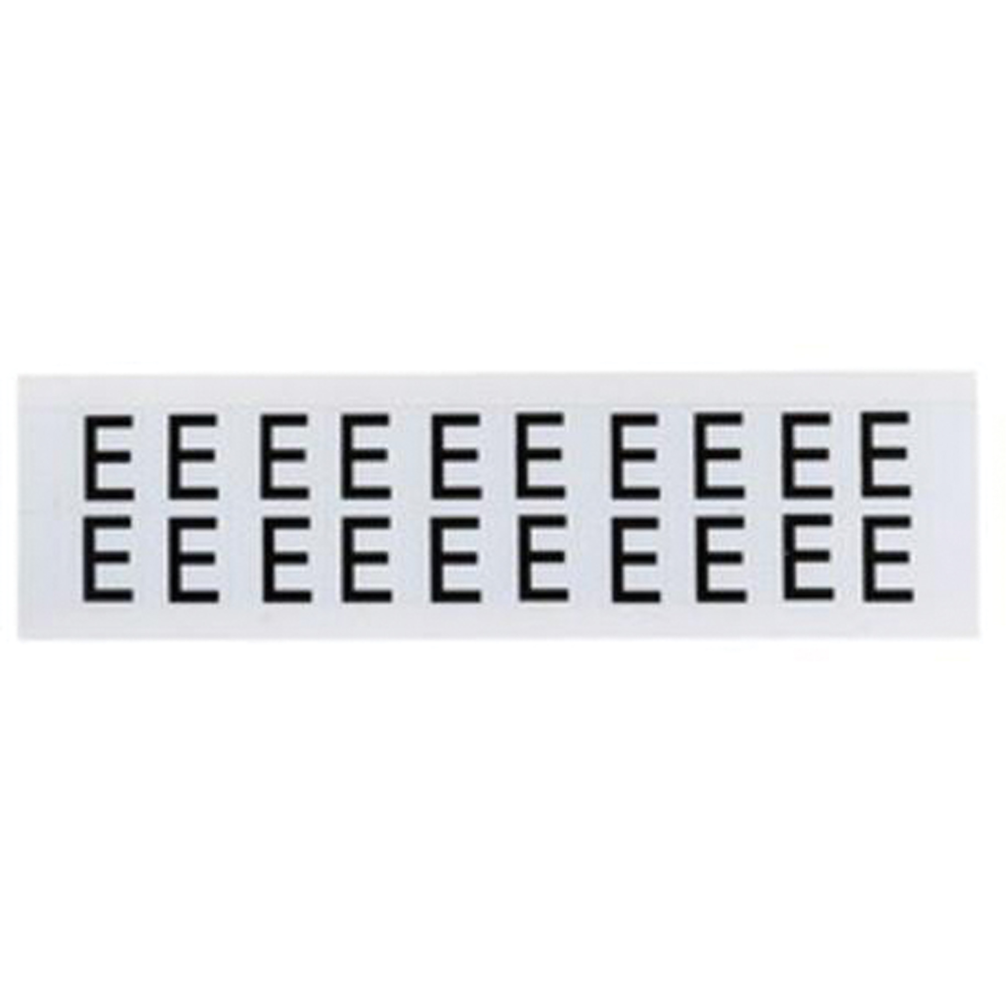 Étiquettes de lettres et chiffres individuels, E, 5/8" h, Noir sur blanc