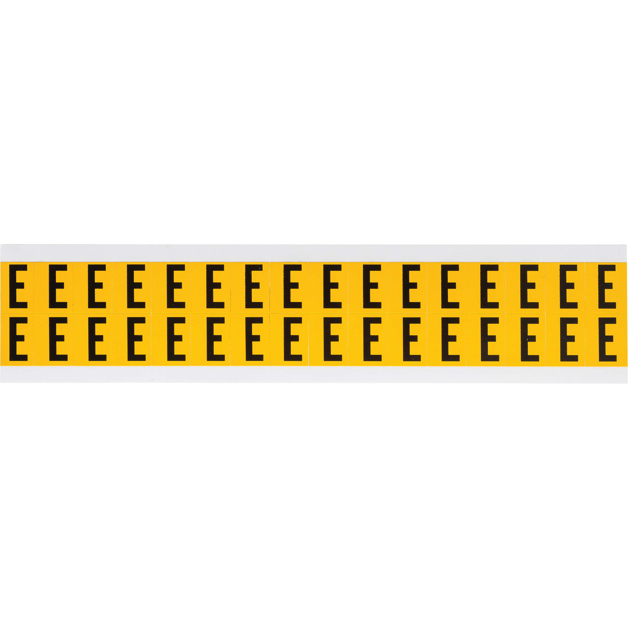 Étiquettes de lettres et chiffres individuels, E, 5/8" h, Noir sur jaune