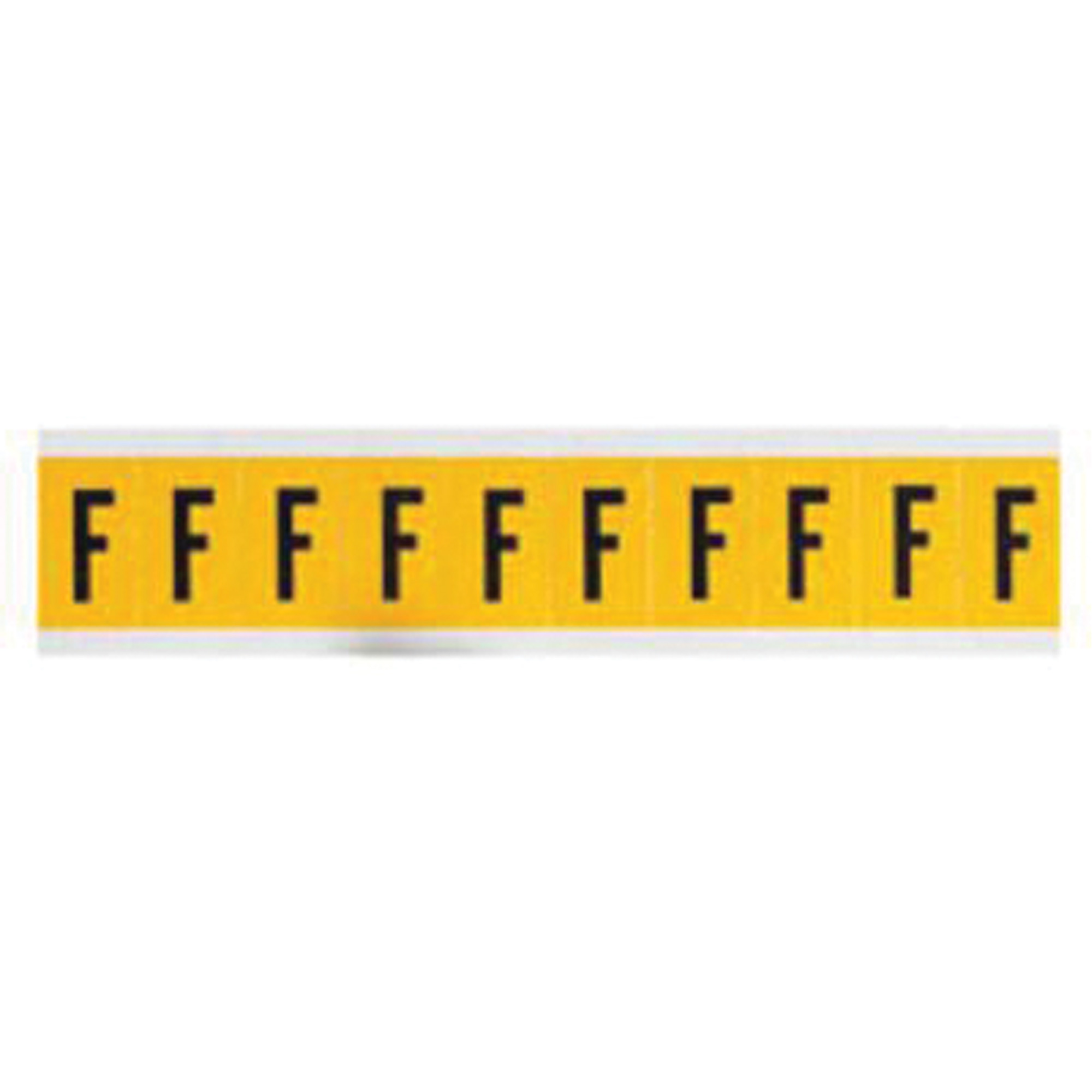 Étiquettes de lettres et chiffres individuels, F, 1" h, Noir sur jaune