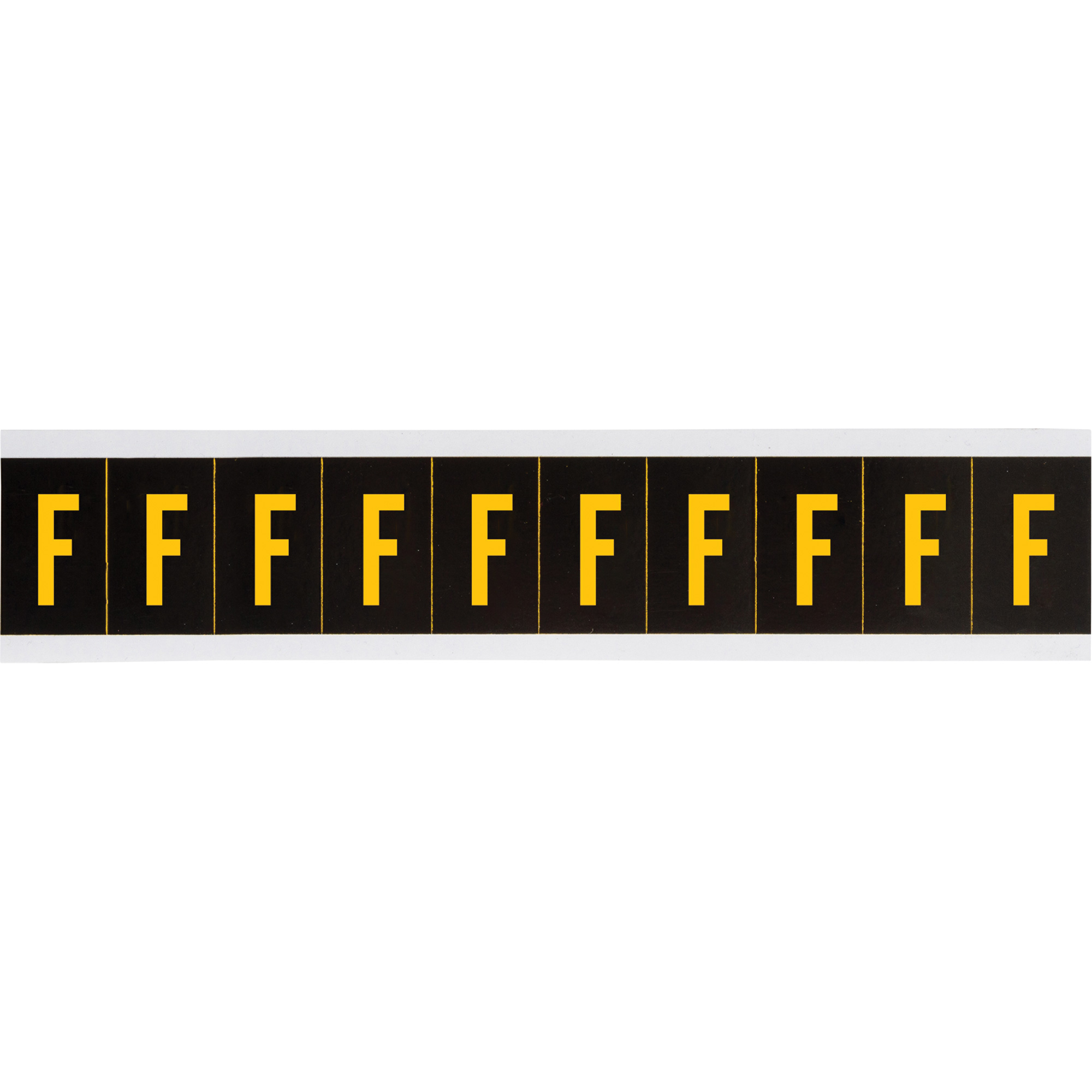 Étiquettes de lettres et chiffres individuels, F, 2" h, Jaune sur noir