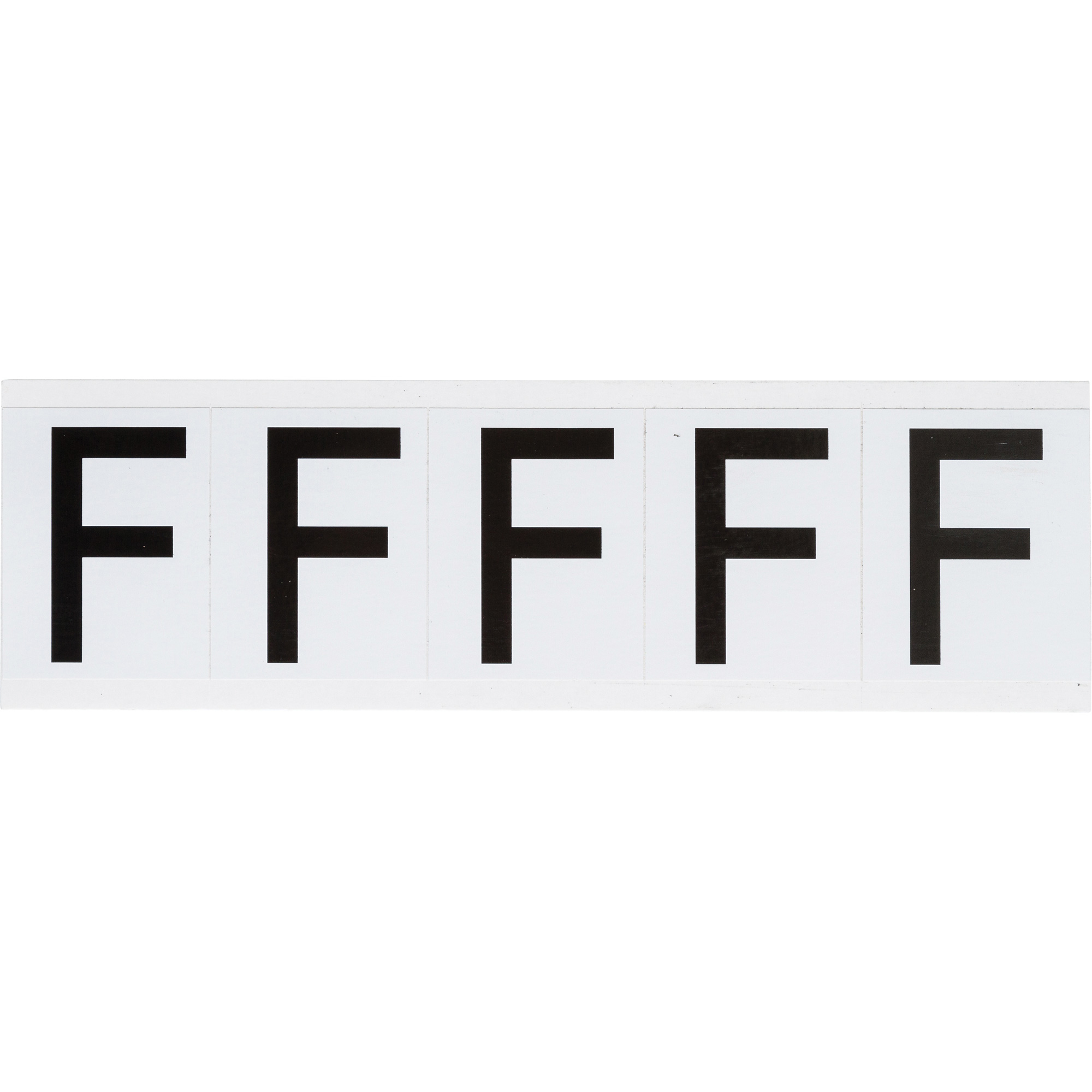 Étiquettes de lettres et chiffres individuels, F, 2" h, Noir sur blanc