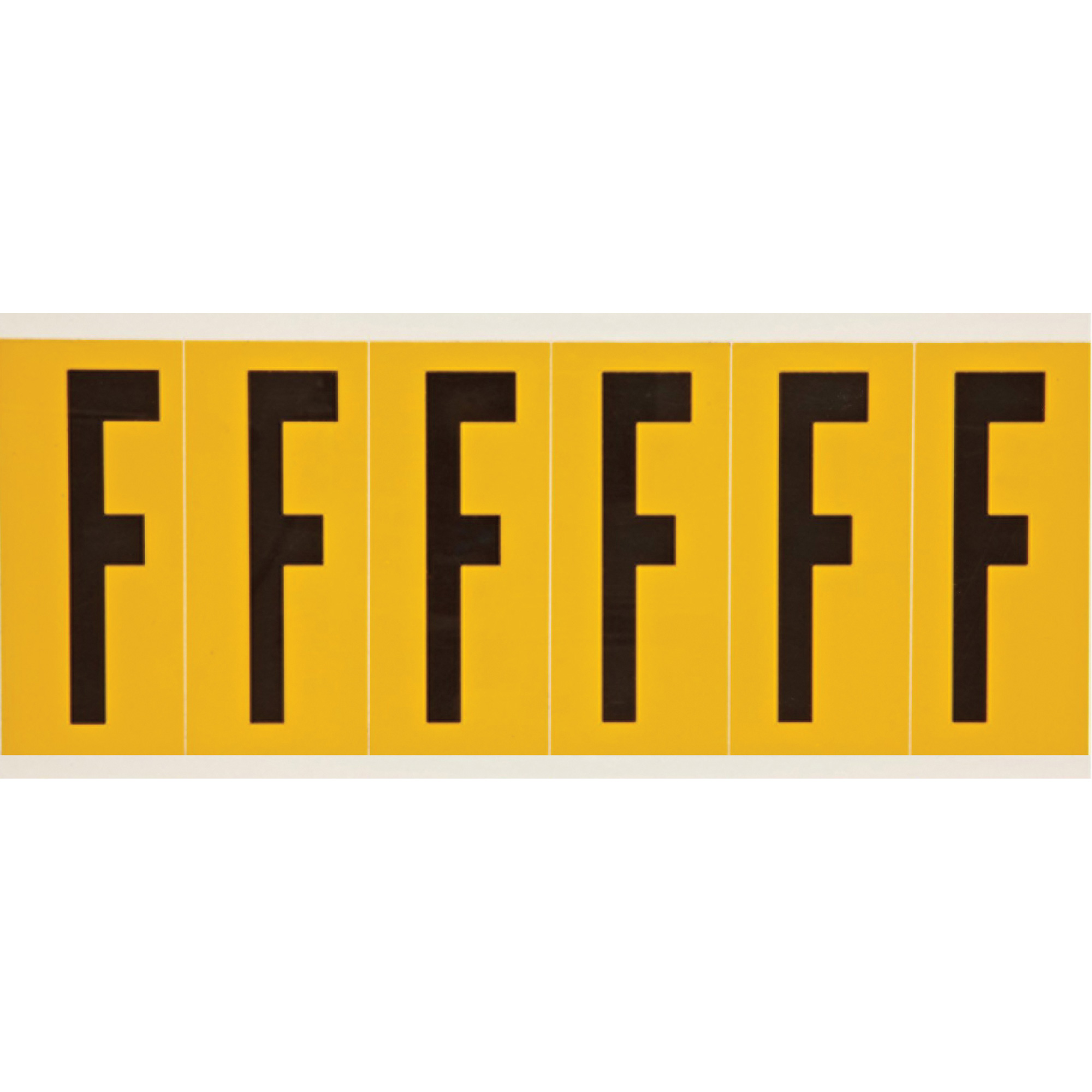 Étiquettes de lettres et chiffres individuels, F, 3" h, Noir sur jaune