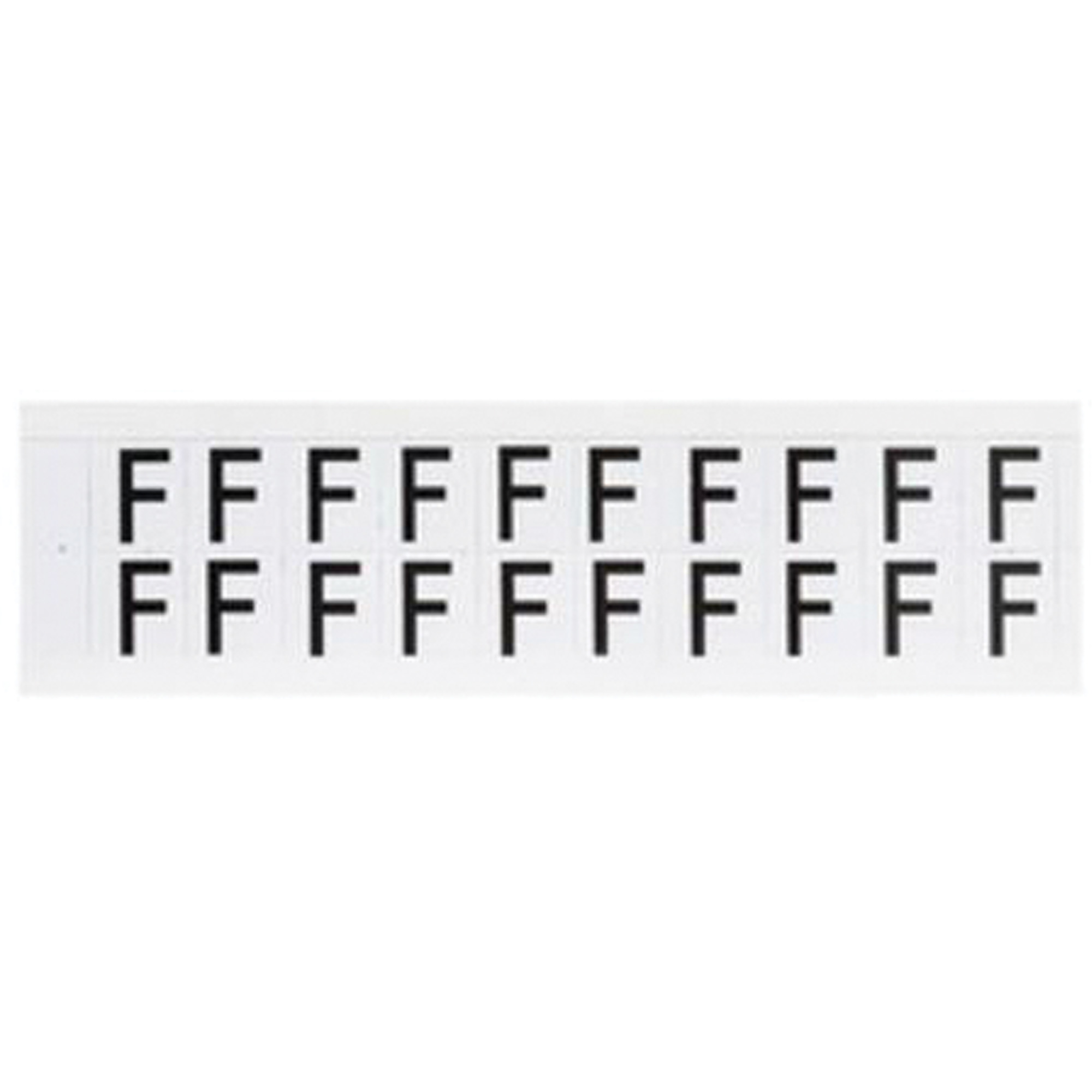 Étiquettes de lettres et chiffres individuels, F, 5/8" h, Noir sur blanc