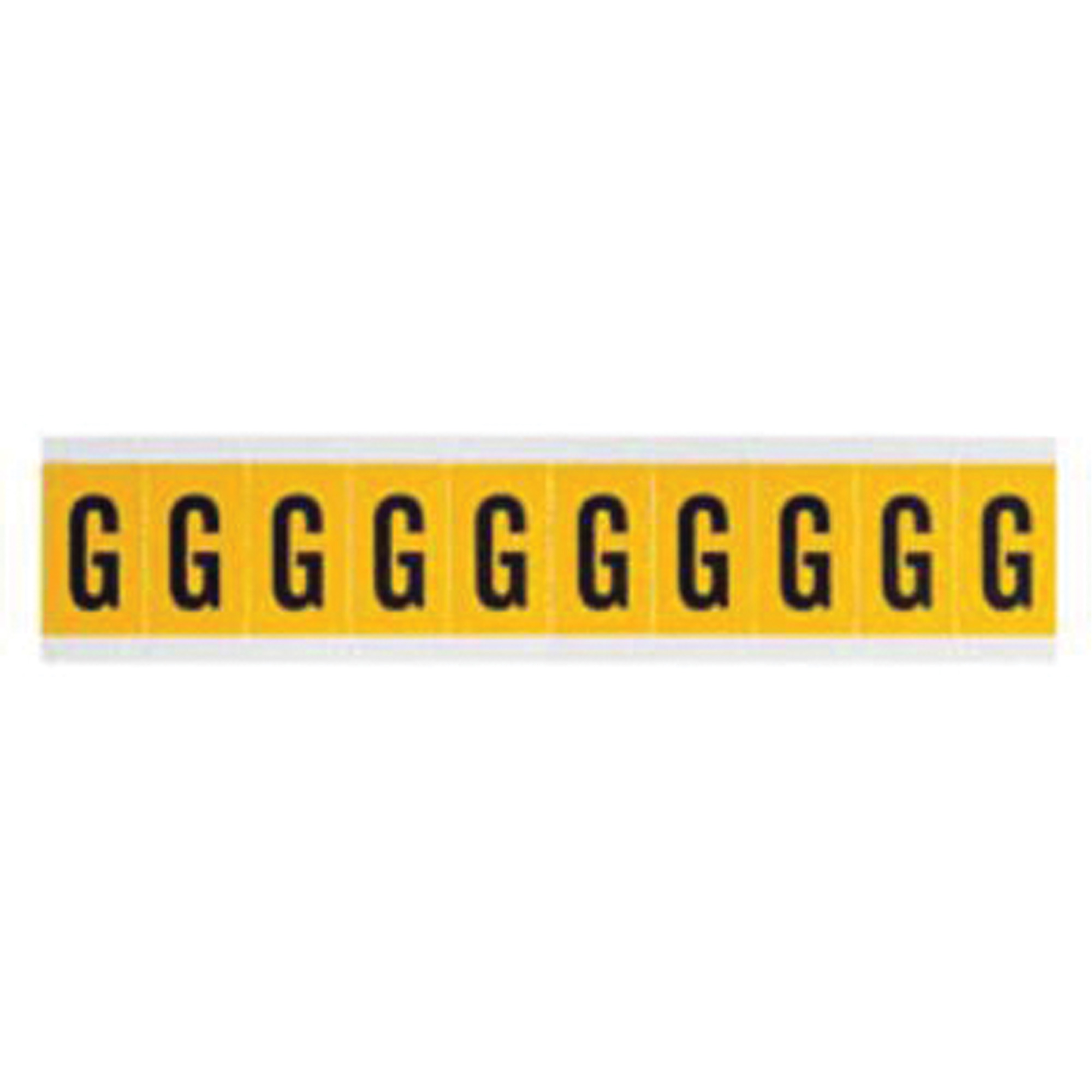 Étiquettes de lettres et chiffres individuels, G, 1" h, Noir sur jaune
