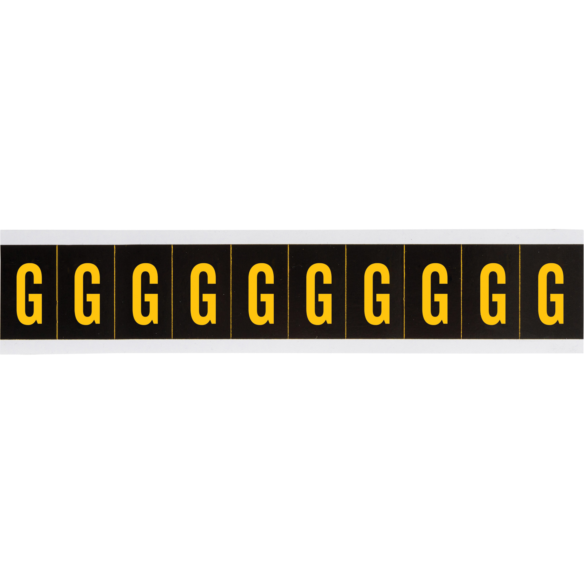 Étiquettes de lettres et chiffres individuels, G, 2" h, Jaune sur noir
