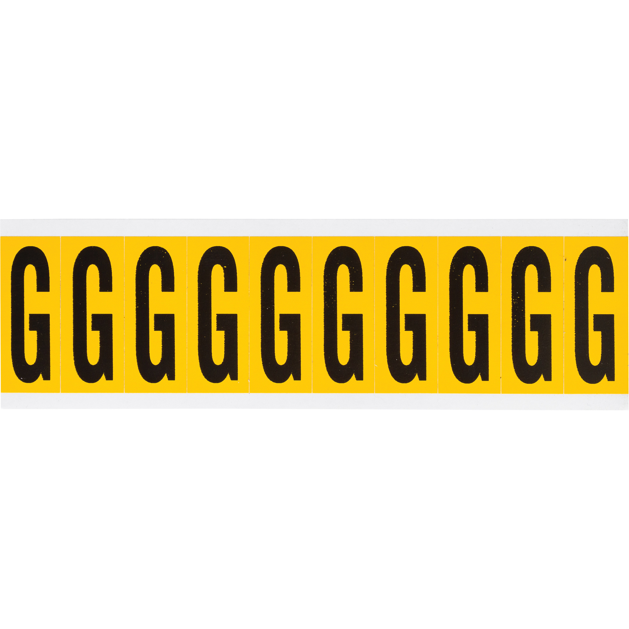 Étiquettes de lettres et chiffres individuels, G, 2" h, Noir sur jaune