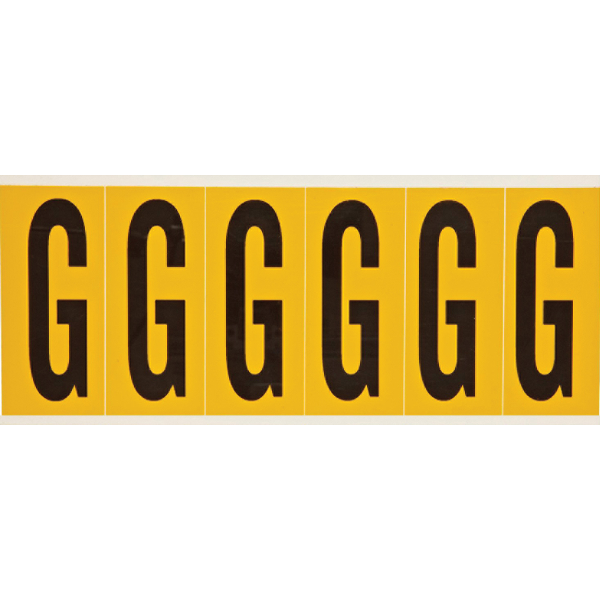 Étiquettes de lettres et chiffres individuels, G, 3" h, Noir sur jaune