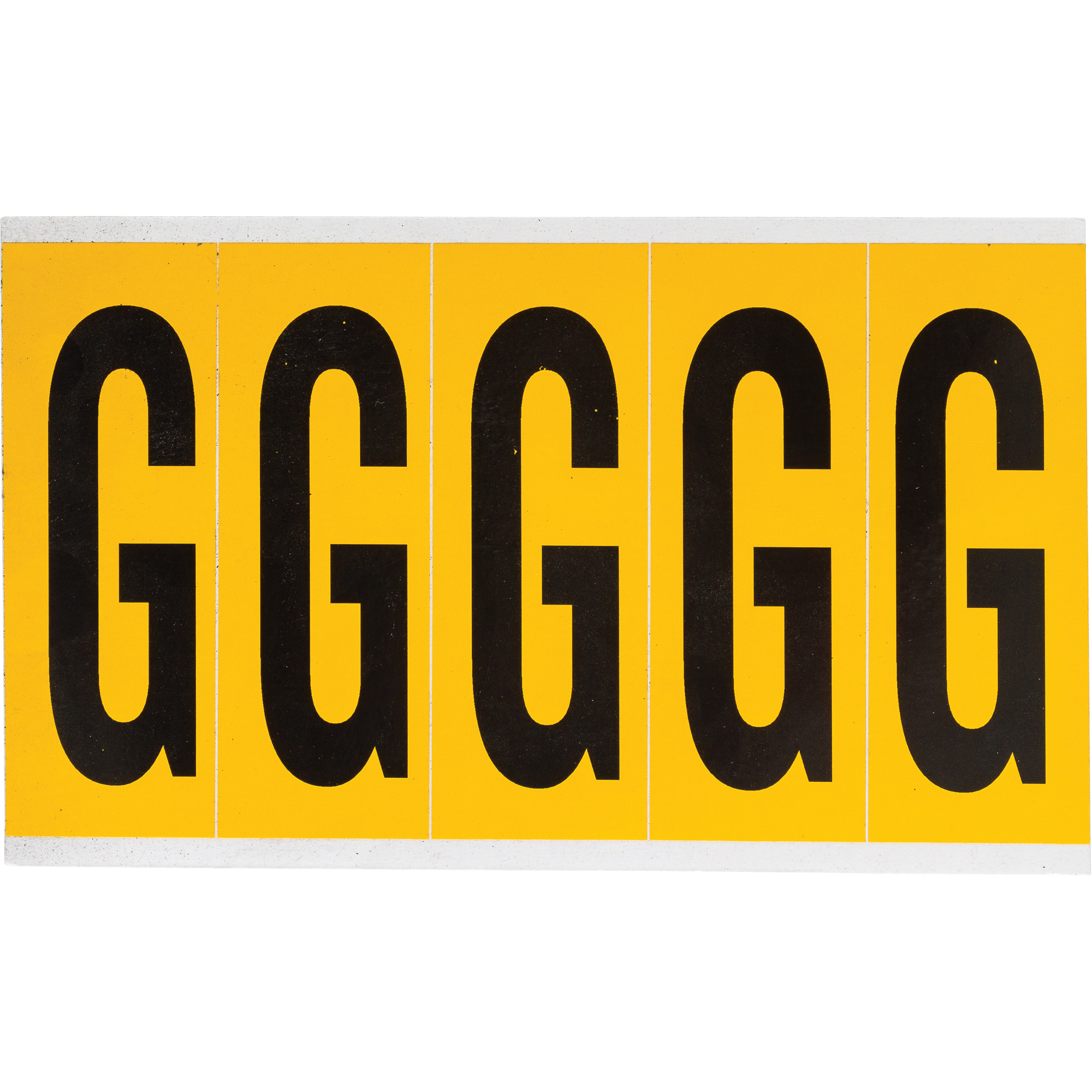 Étiquettes de lettres et chiffres individuels, G, 4" h, Noir sur jaune