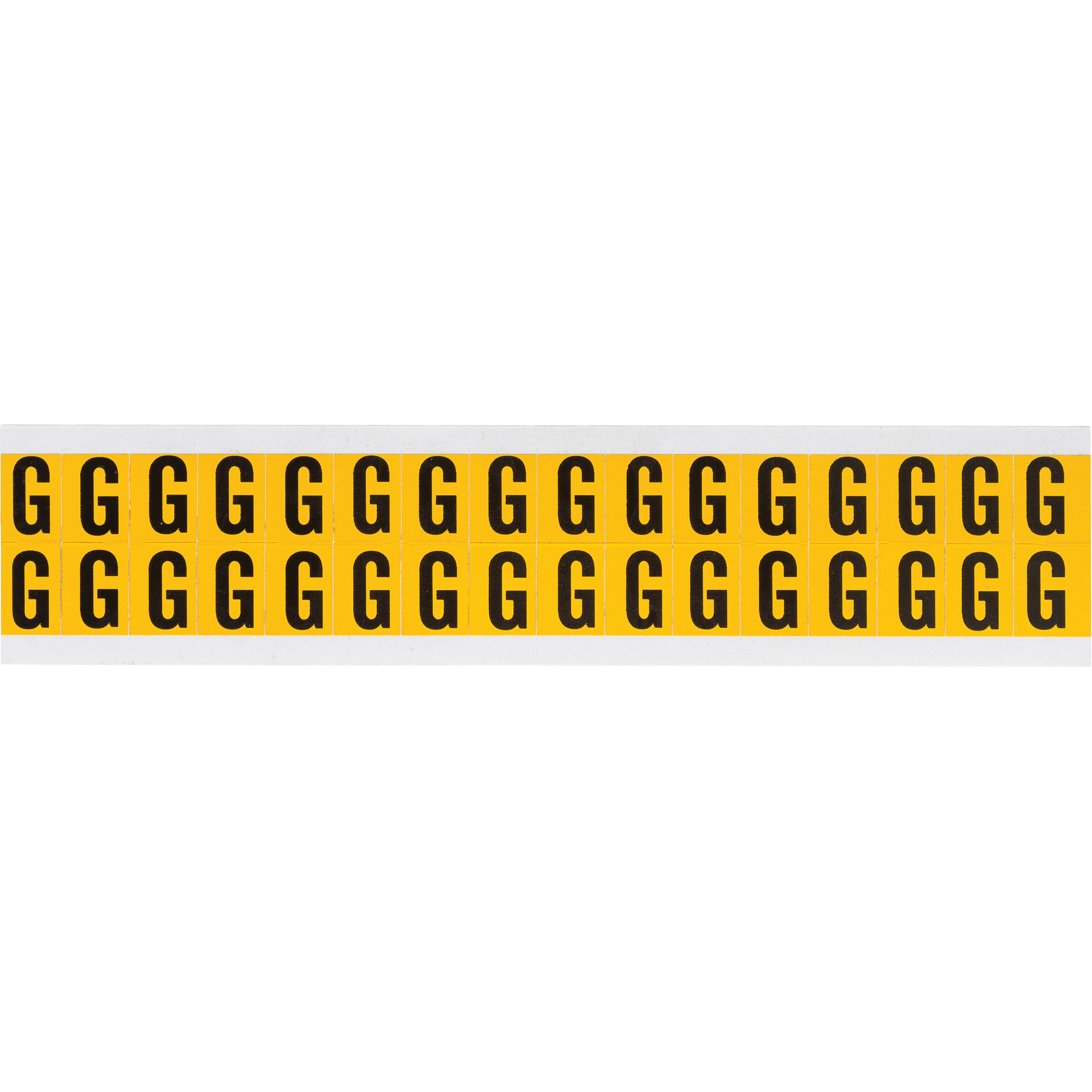 Étiquettes de lettres et chiffres individuels, G, 5/8" h, Noir sur jaune
