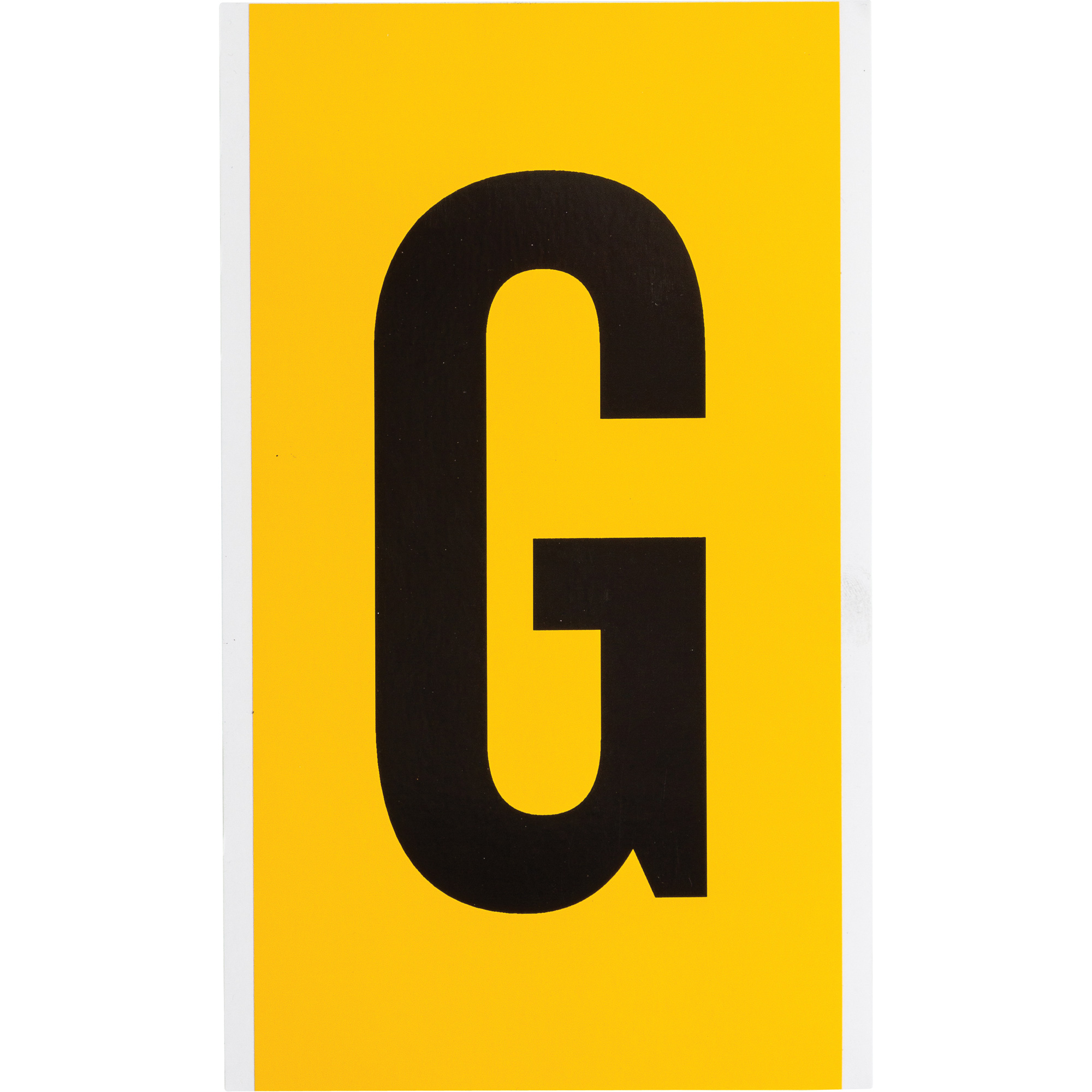 Étiquettes de lettres et chiffres individuels, G, 6" h, Noir sur jaune