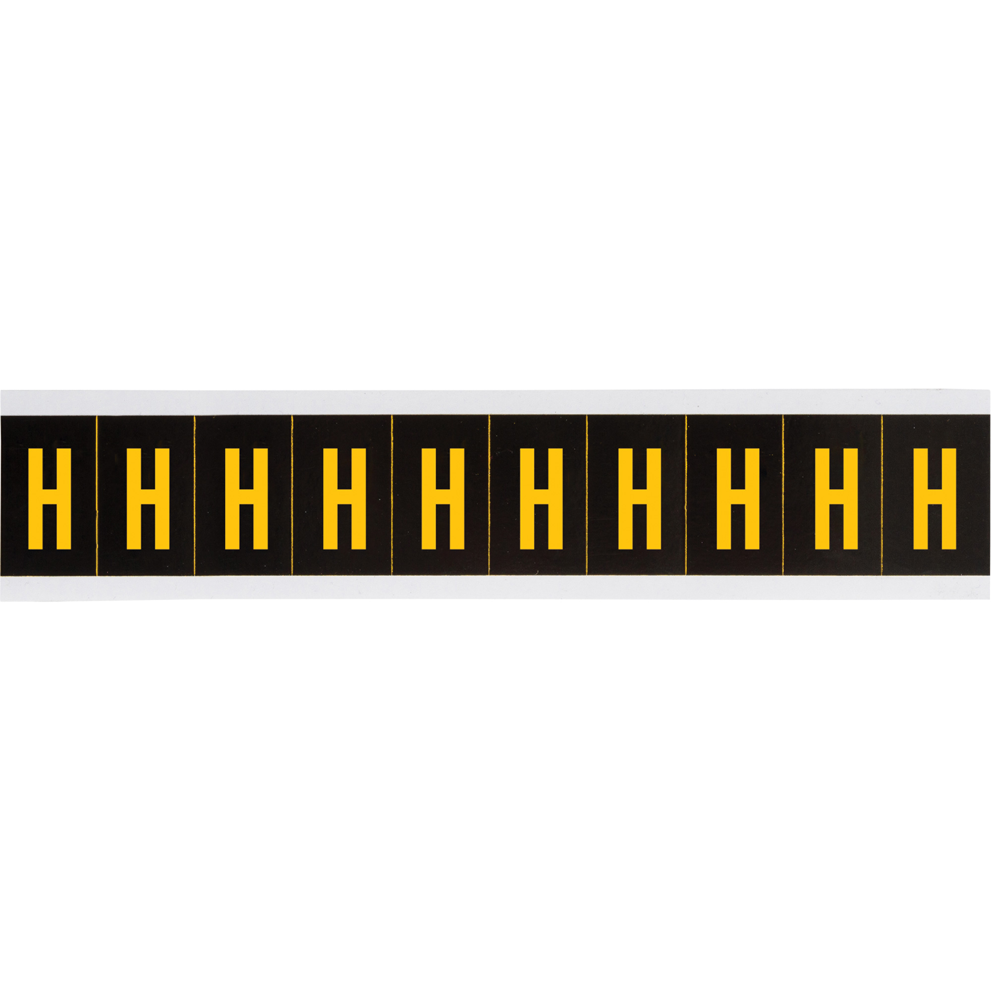 Étiquettes de lettres et chiffres individuels, H, 2" h, Jaune sur noir