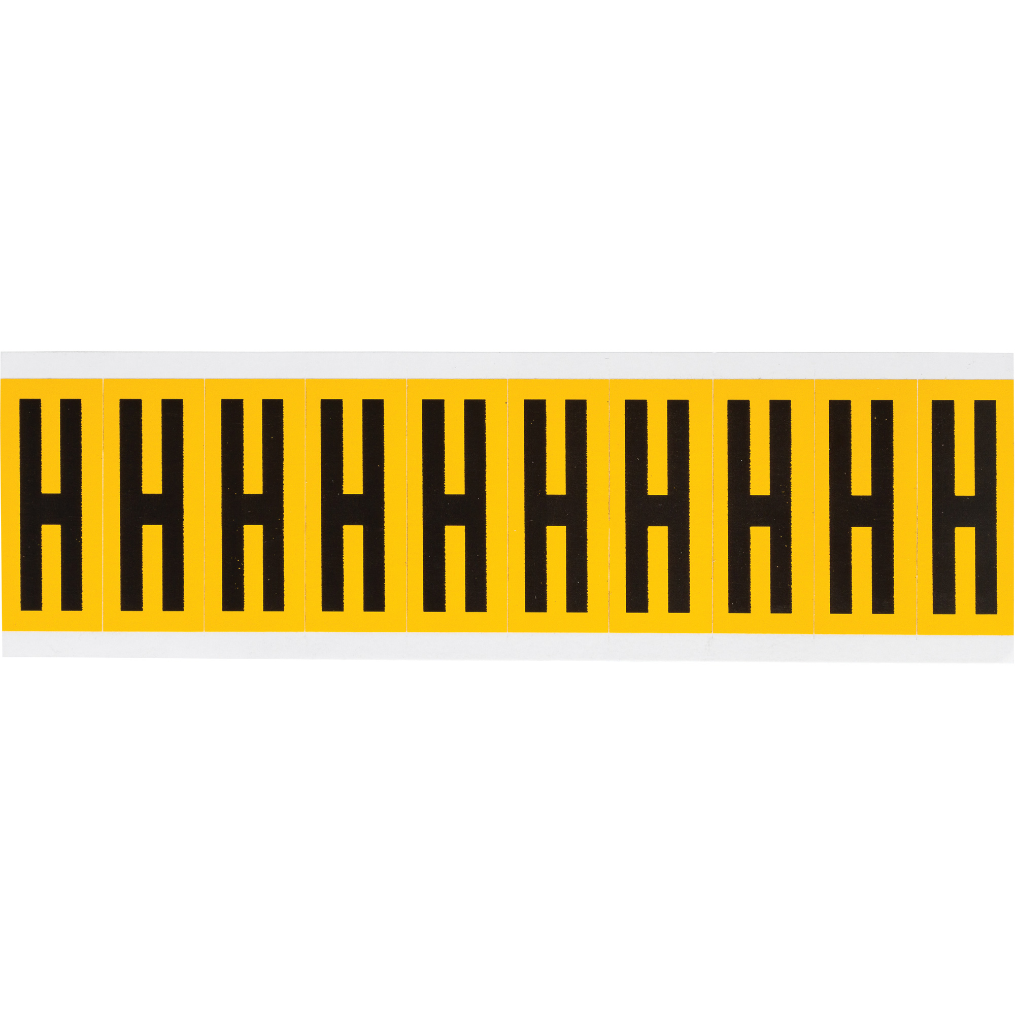 Étiquettes de lettres et chiffres individuels, H, 2" h, Noir sur jaune