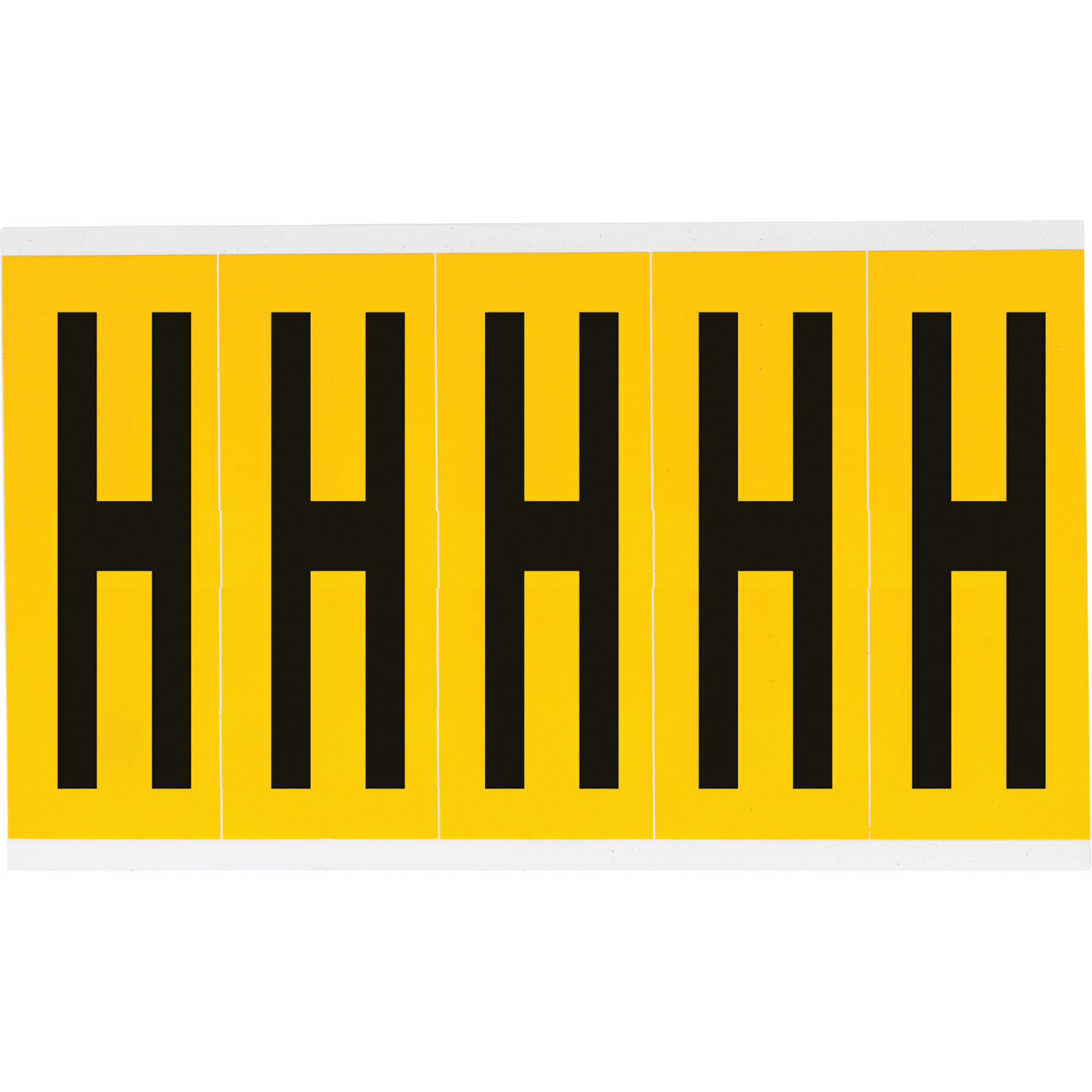 Étiquettes de lettres et chiffres individuels, H, 4" h, Noir sur jaune
