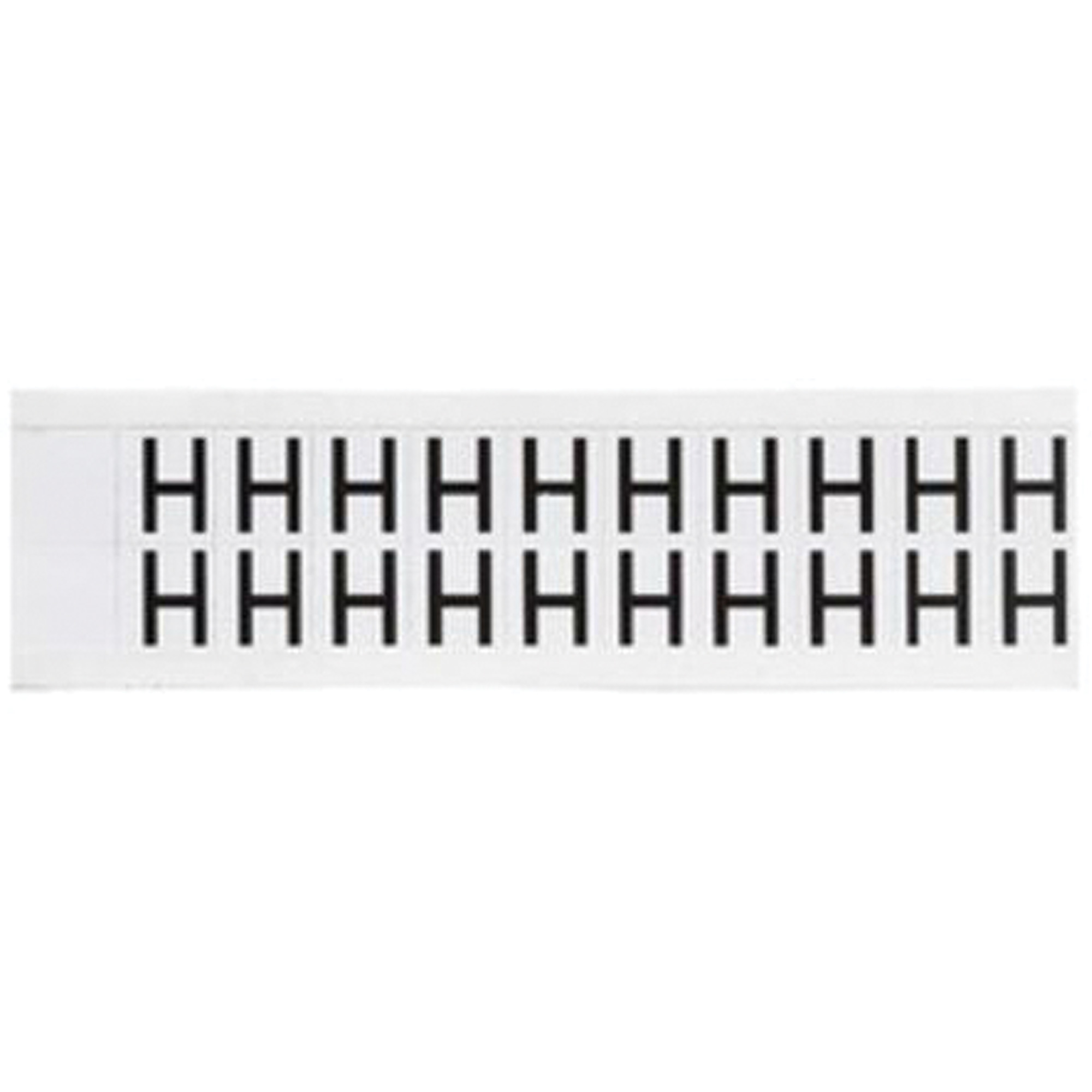 Étiquettes de lettres et chiffres individuels, H, 5/8" h, Noir sur blanc