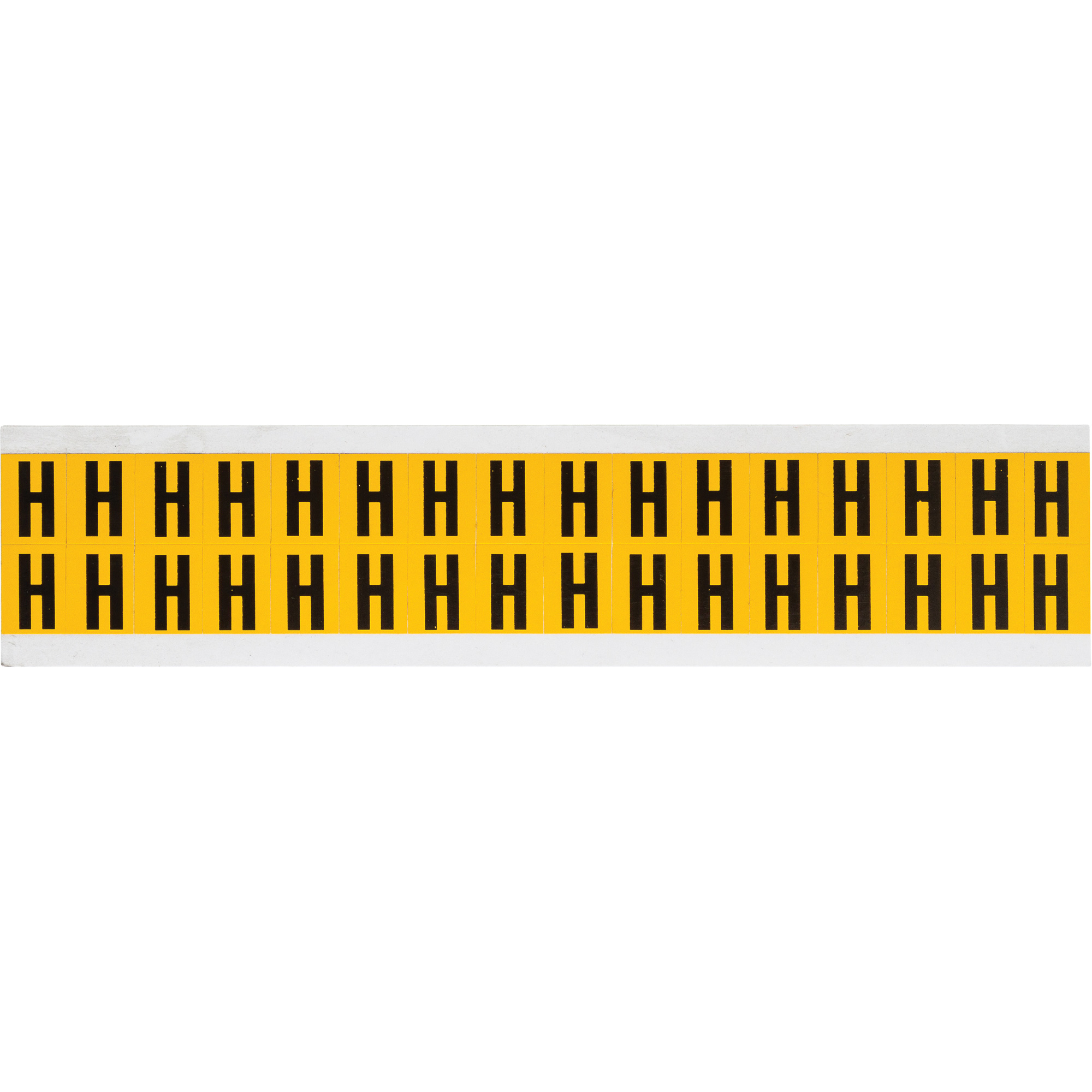 Étiquettes de lettres et chiffres individuels, H, 5/8" h, Noir sur jaune