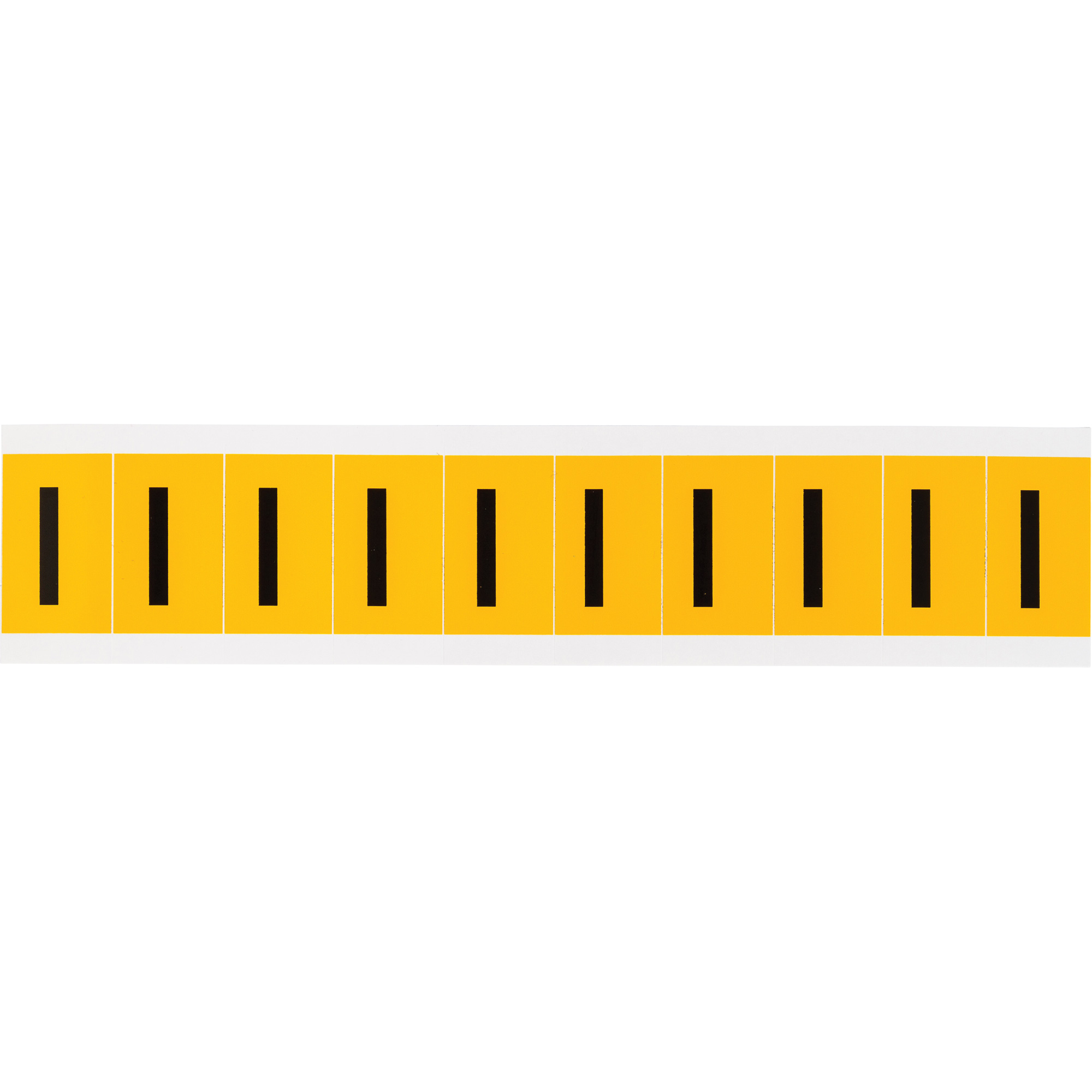 Étiquettes de lettres et chiffres individuels, I, 1" h, Noir sur jaune