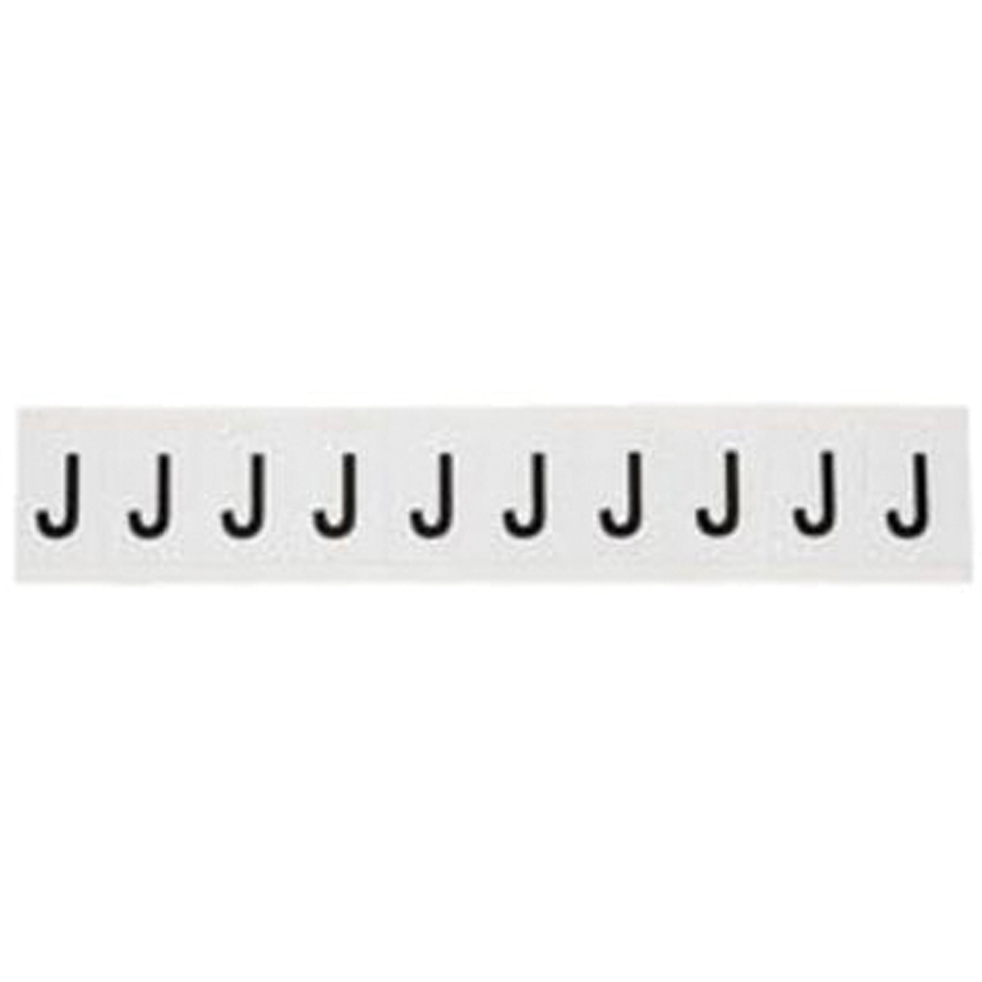 Étiquettes de lettres et chiffres individuels, J, 1" h, Noir sur blanc
