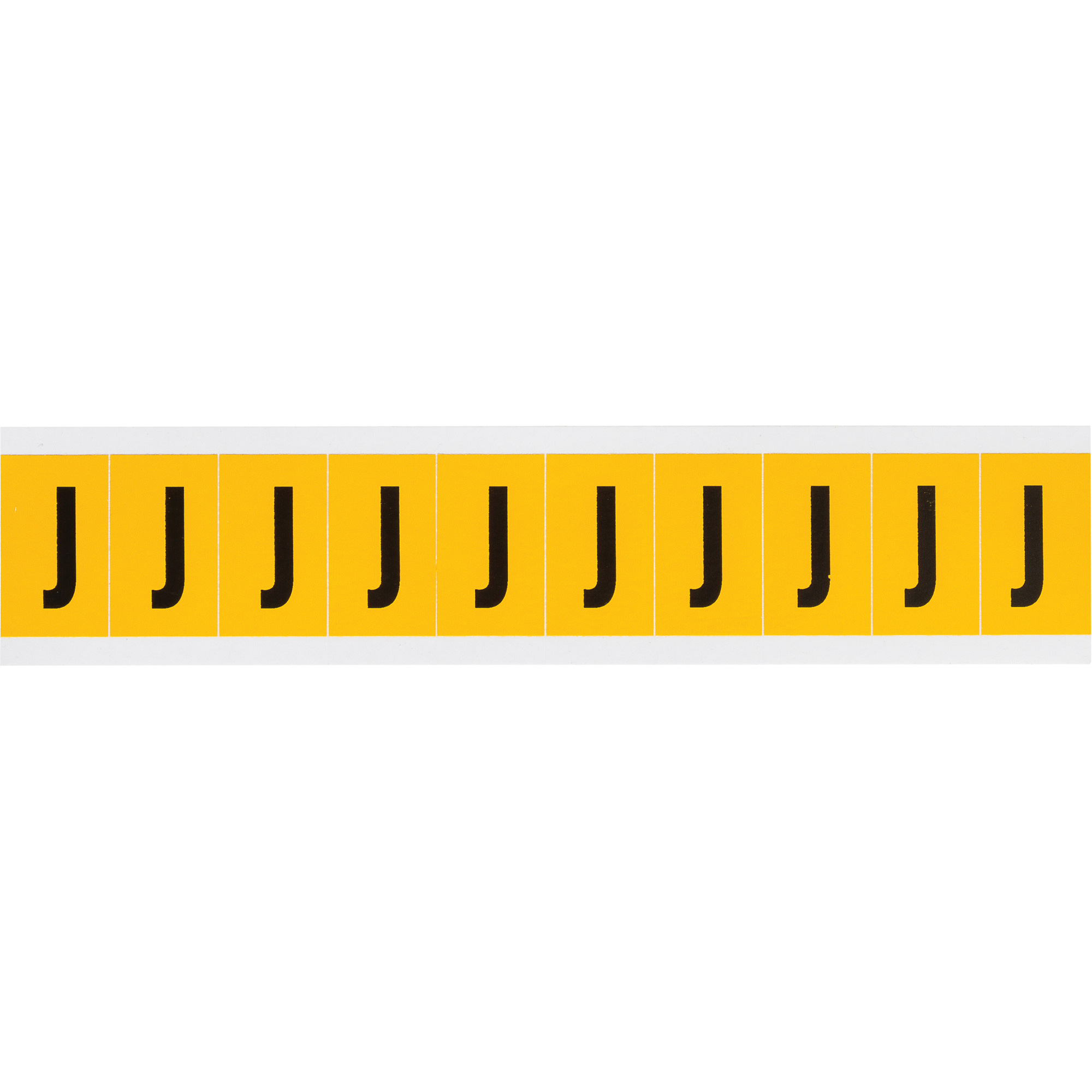 Étiquettes de lettres et chiffres individuels, J, 1" h, Noir sur jaune