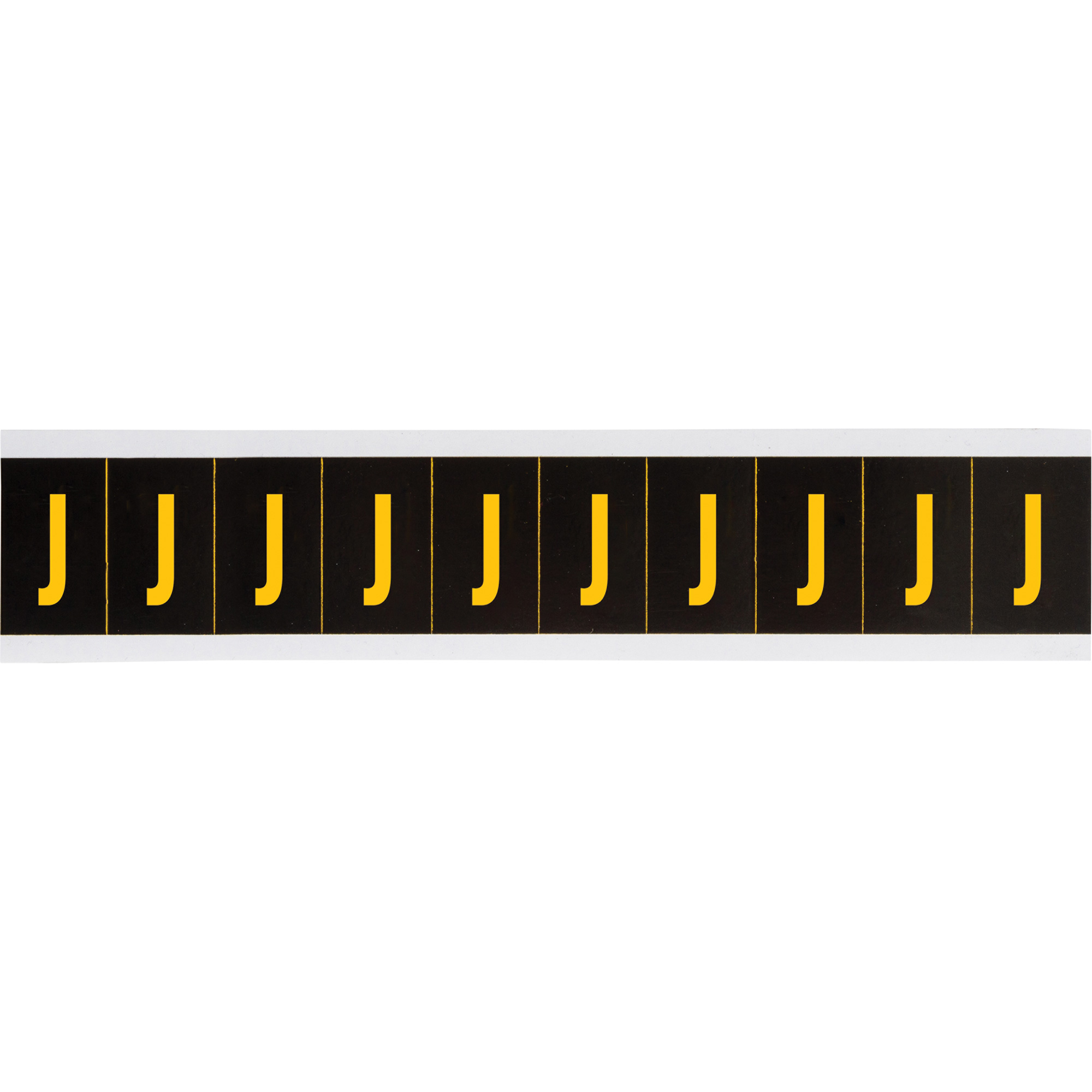 Étiquettes de lettres et chiffres individuels, J, 2" h, Jaune sur noir