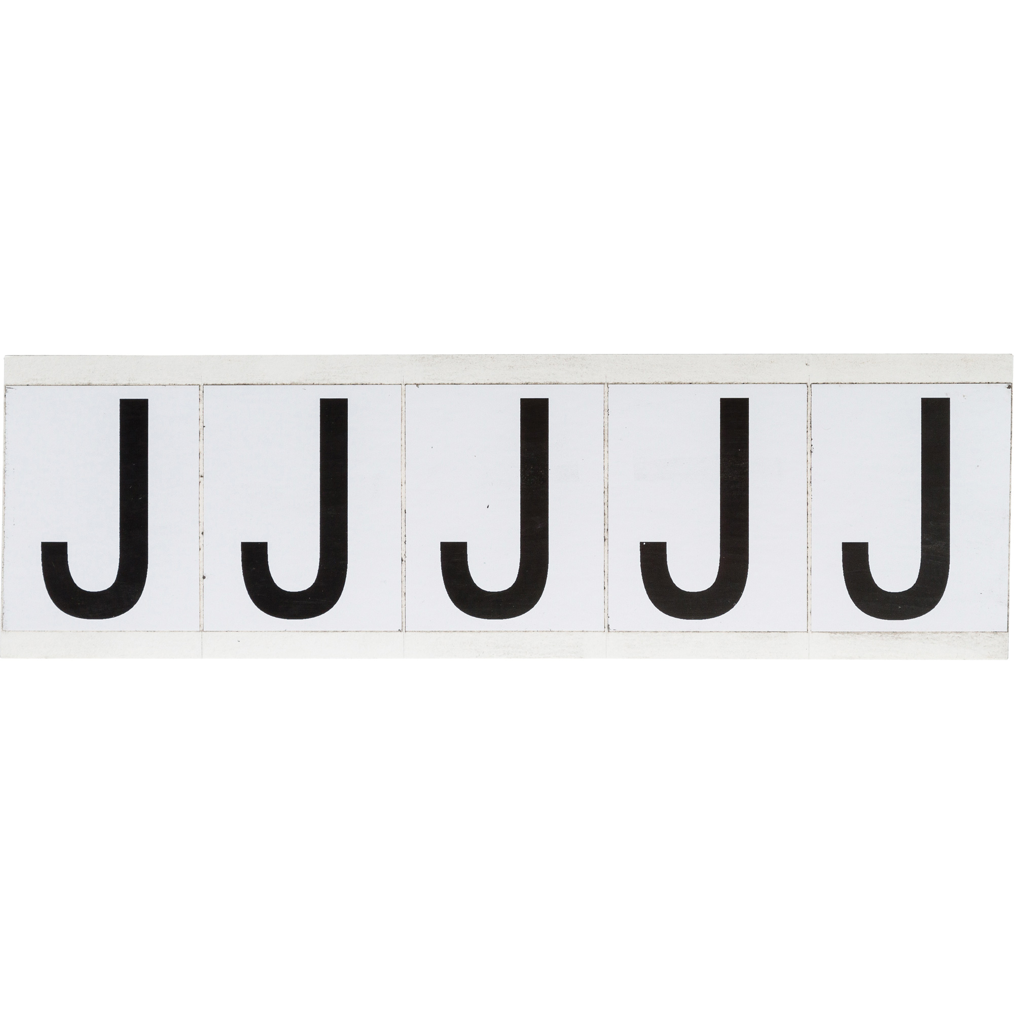 Étiquettes de lettres et chiffres individuels, J, 2" h, Noir sur blanc