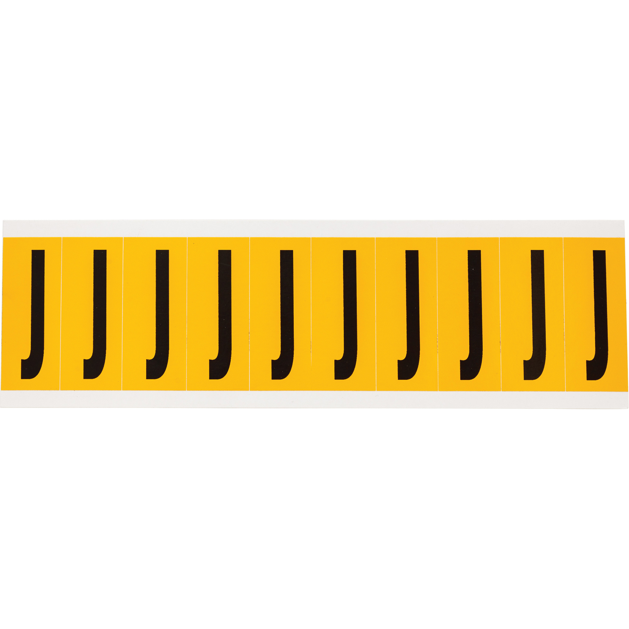 Étiquettes de lettres et chiffres individuels, J, 2" h, Noir sur jaune