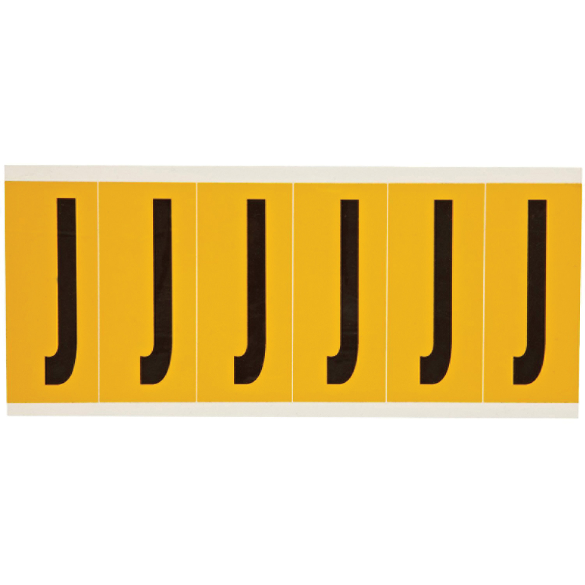Étiquettes de lettres et chiffres individuels, J, 3" h, Noir sur jaune