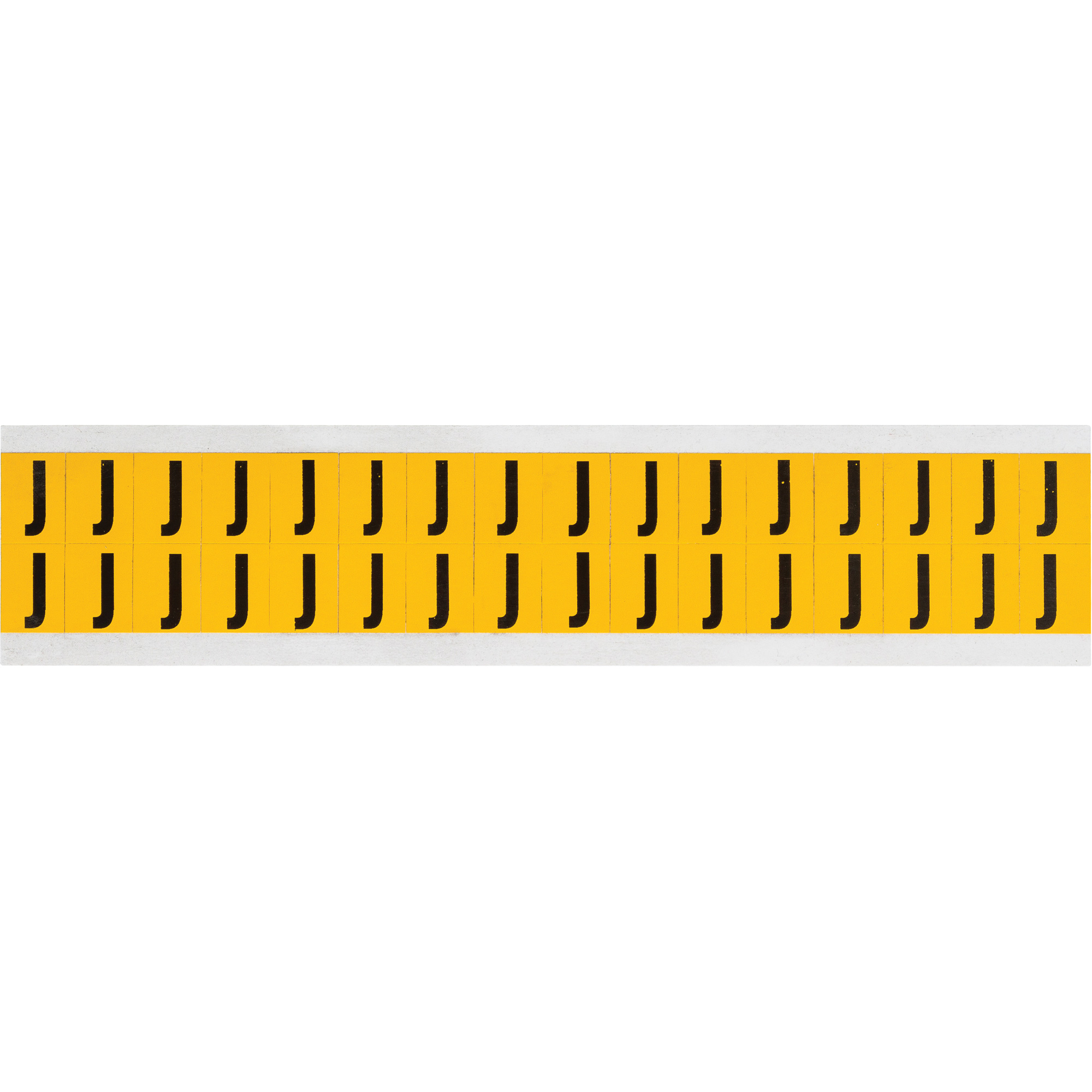 Étiquettes de lettres et chiffres individuels, J, 5/8" h, Noir sur jaune