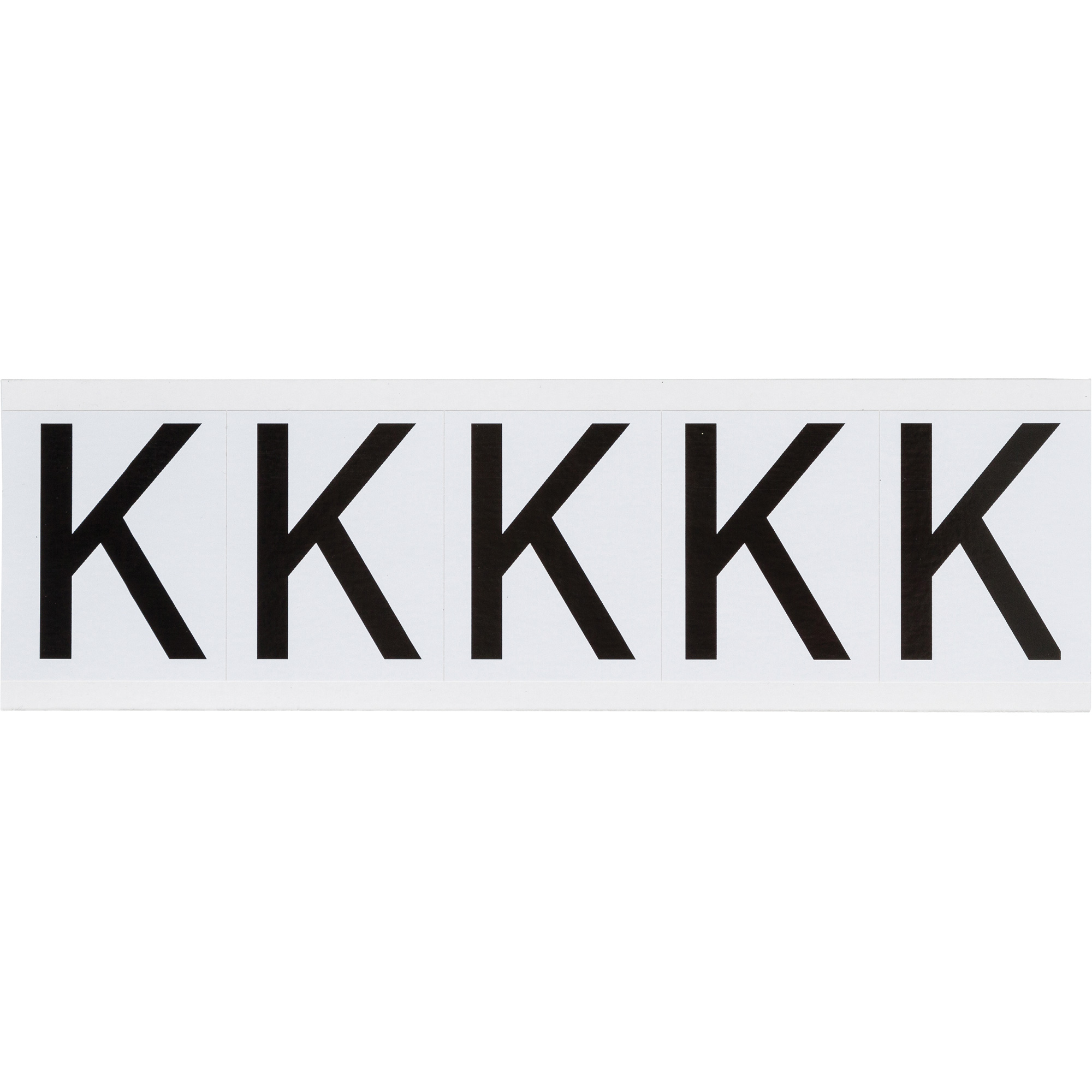 Étiquettes de lettres et chiffres individuels, K, 2" h, Noir sur blanc