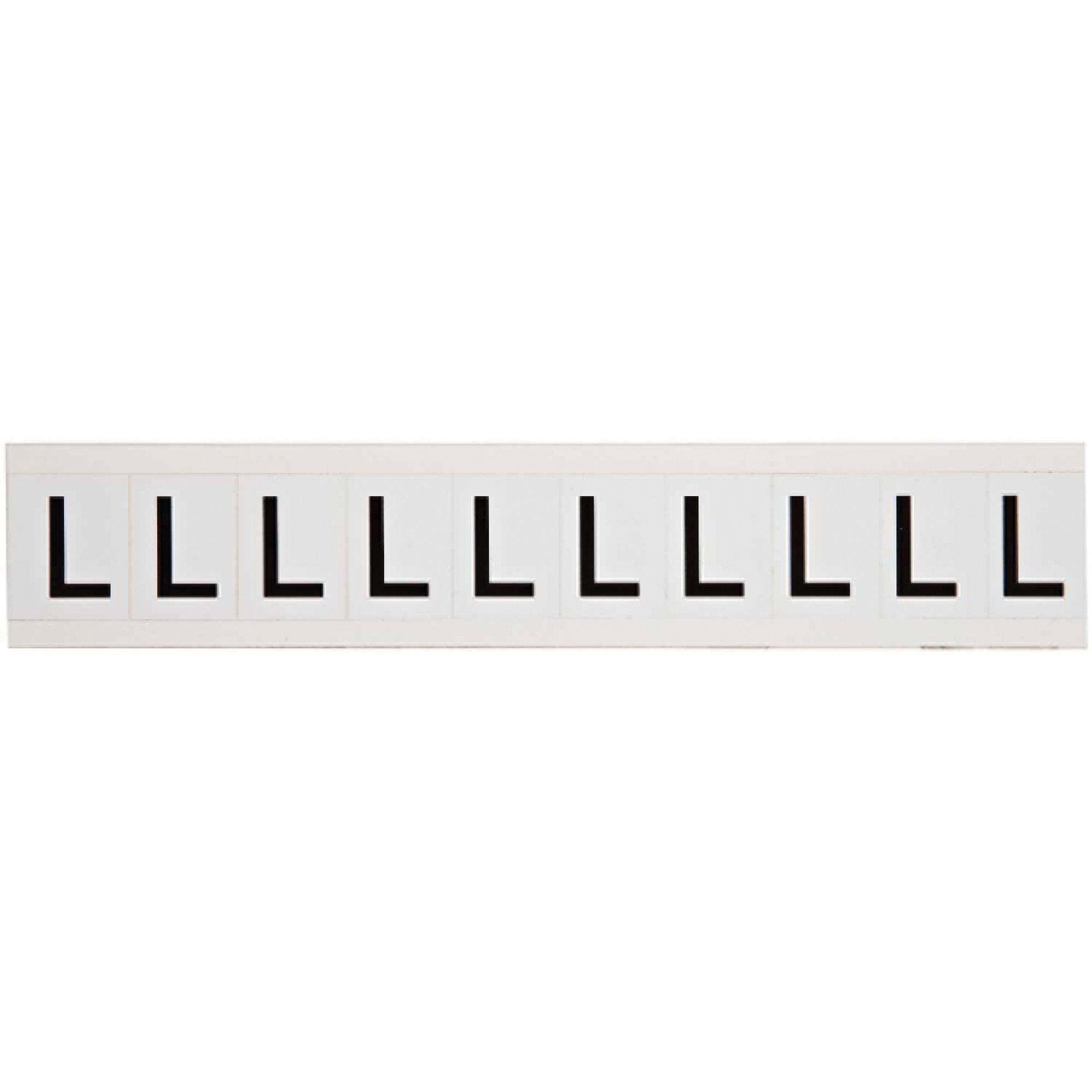 Étiquettes de lettres et chiffres individuels, L, 1" h, Noir sur blanc