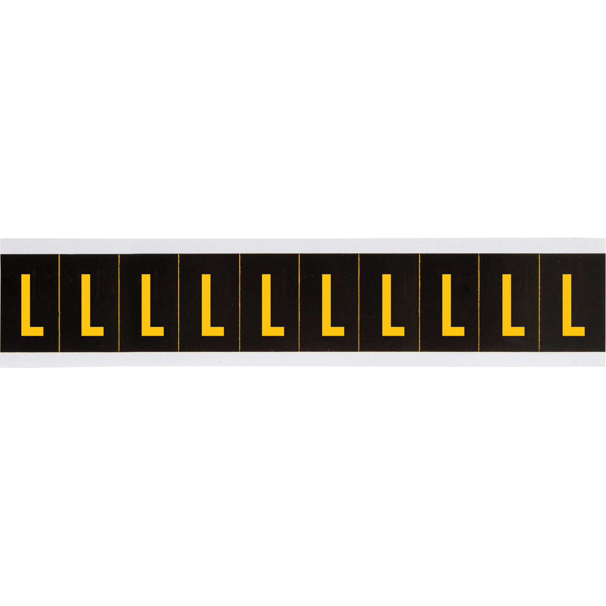 Étiquettes de lettres et chiffres individuels, L, 2" h, Jaune sur noir