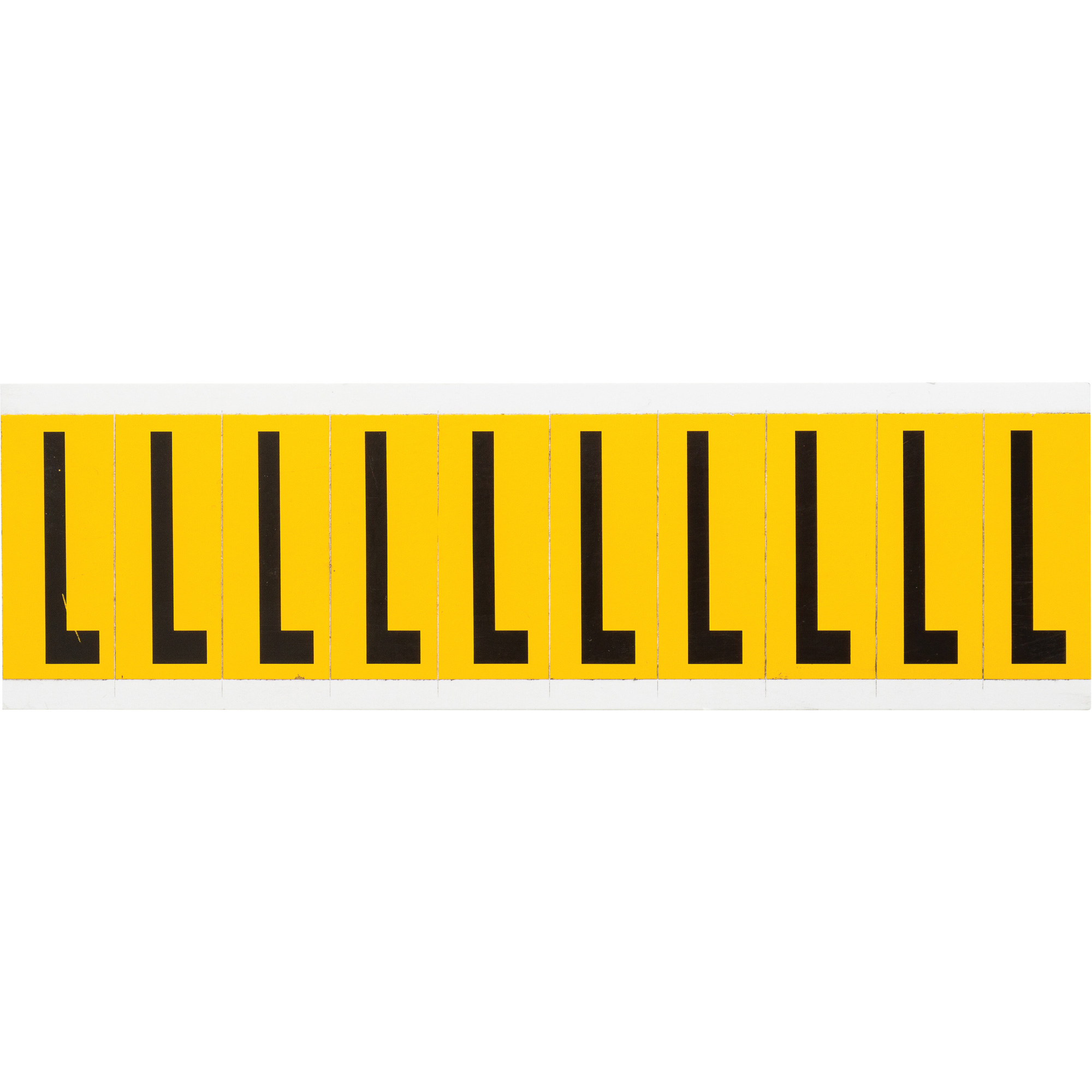 Étiquettes de lettres et chiffres individuels, L, 2" h, Noir sur jaune