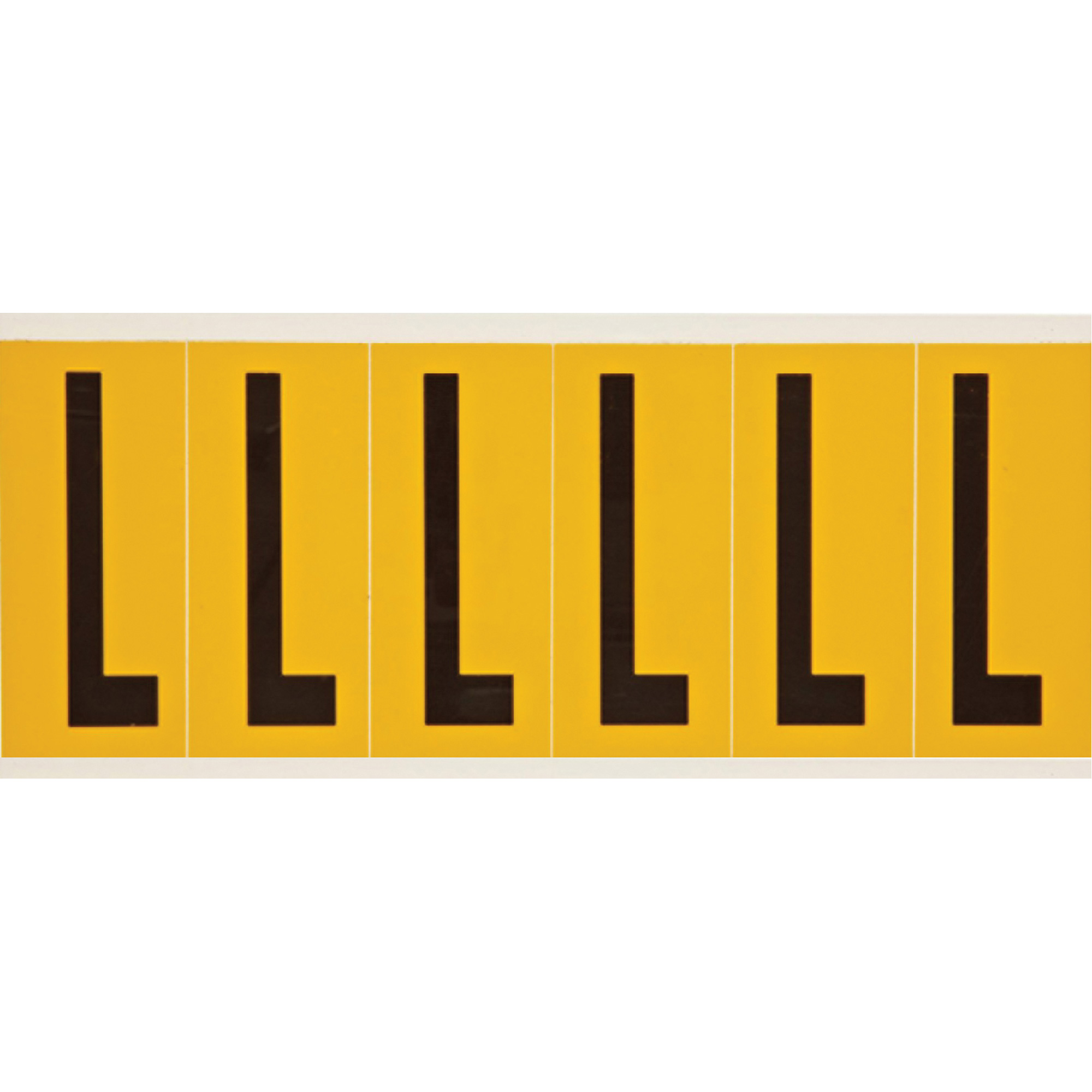Étiquettes de lettres et chiffres individuels, L, 3" h, Noir sur jaune