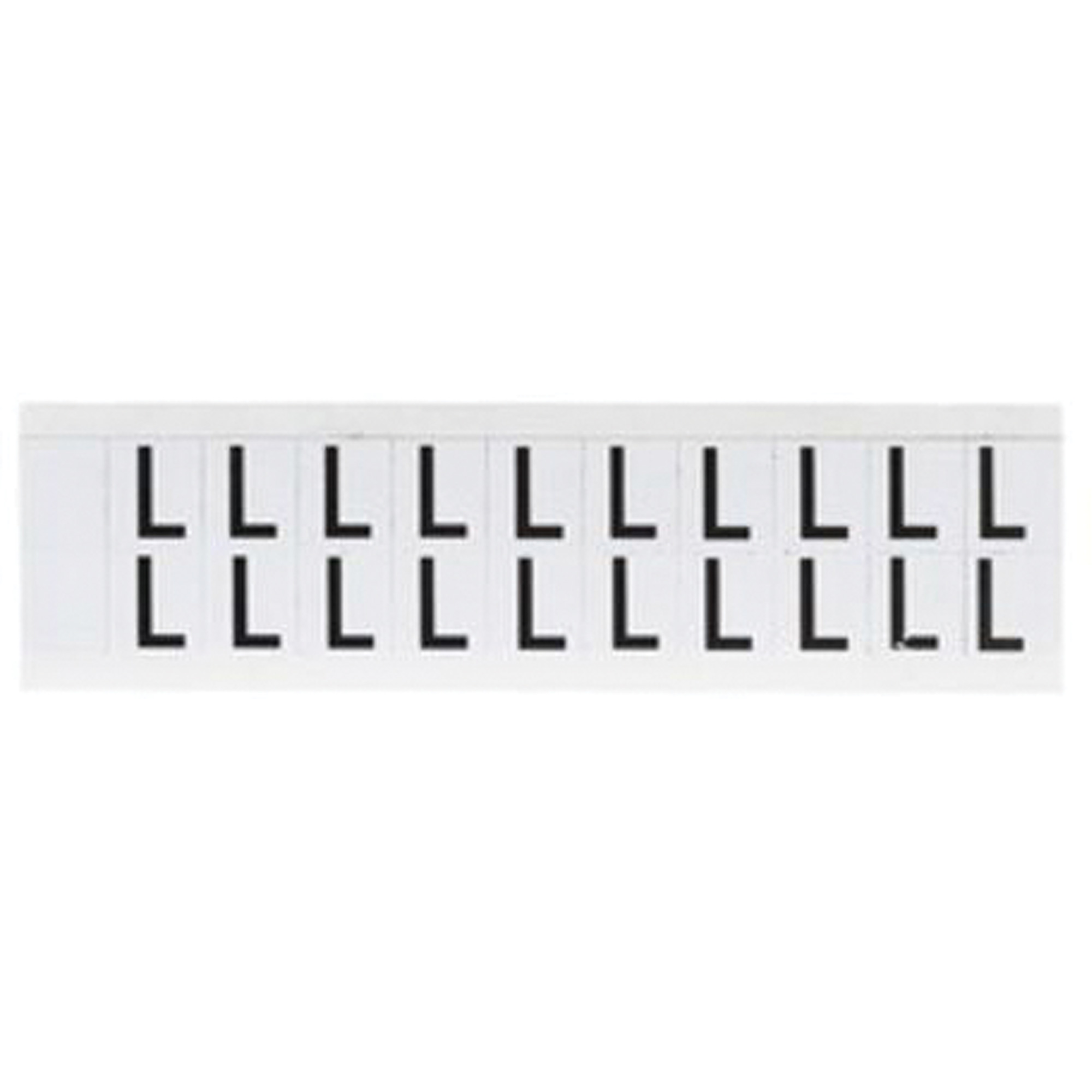 Étiquettes de lettres et chiffres individuels, L, 5/8" h, Noir sur blanc